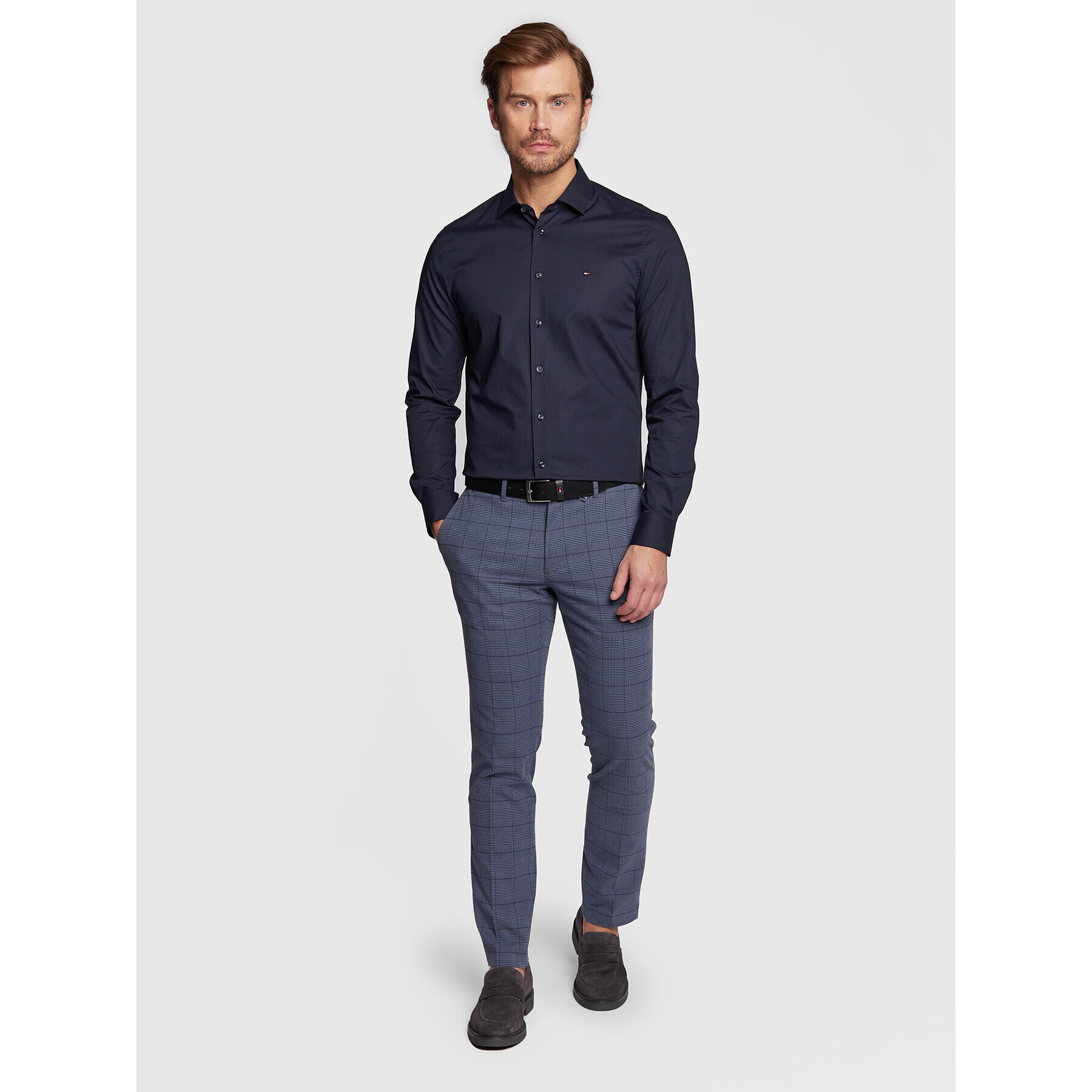 Tommy Hilfiger Srajca MW0MW25040 Mornarsko modra Slim Fit - Pepit.si