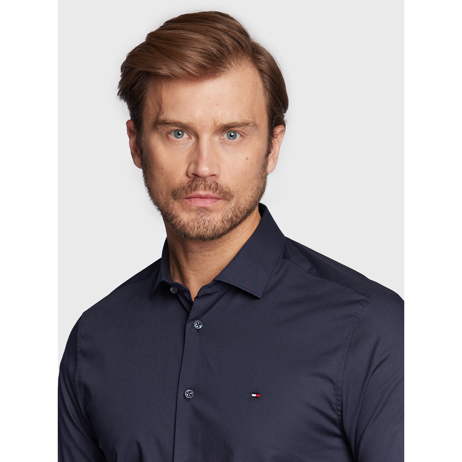 Tommy Hilfiger Srajca MW0MW25040 Mornarsko modra Slim Fit - Pepit.si