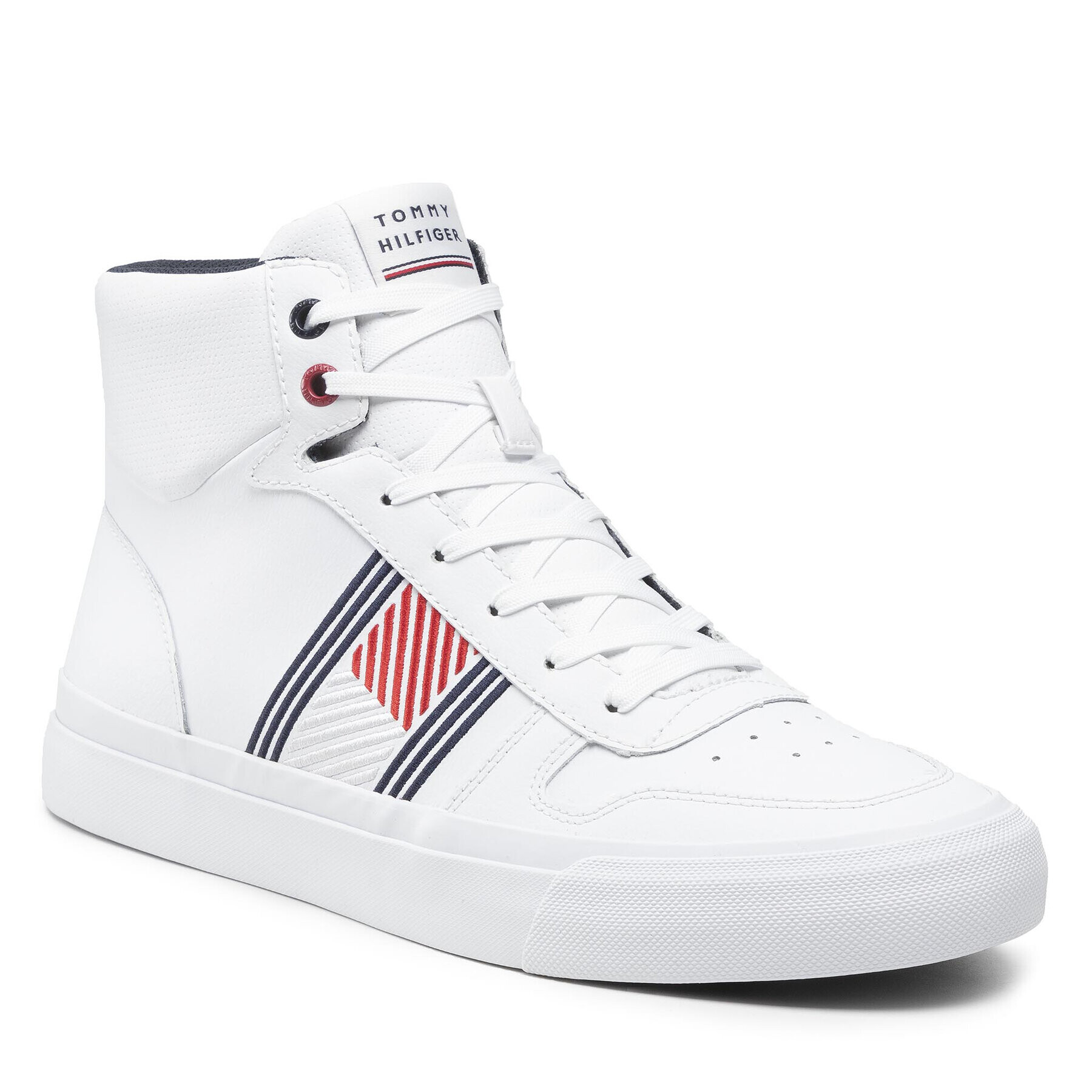 Tommy Hilfiger Superge Core Corporate High Leather Flag FM0FM03939 Bela - Pepit.si