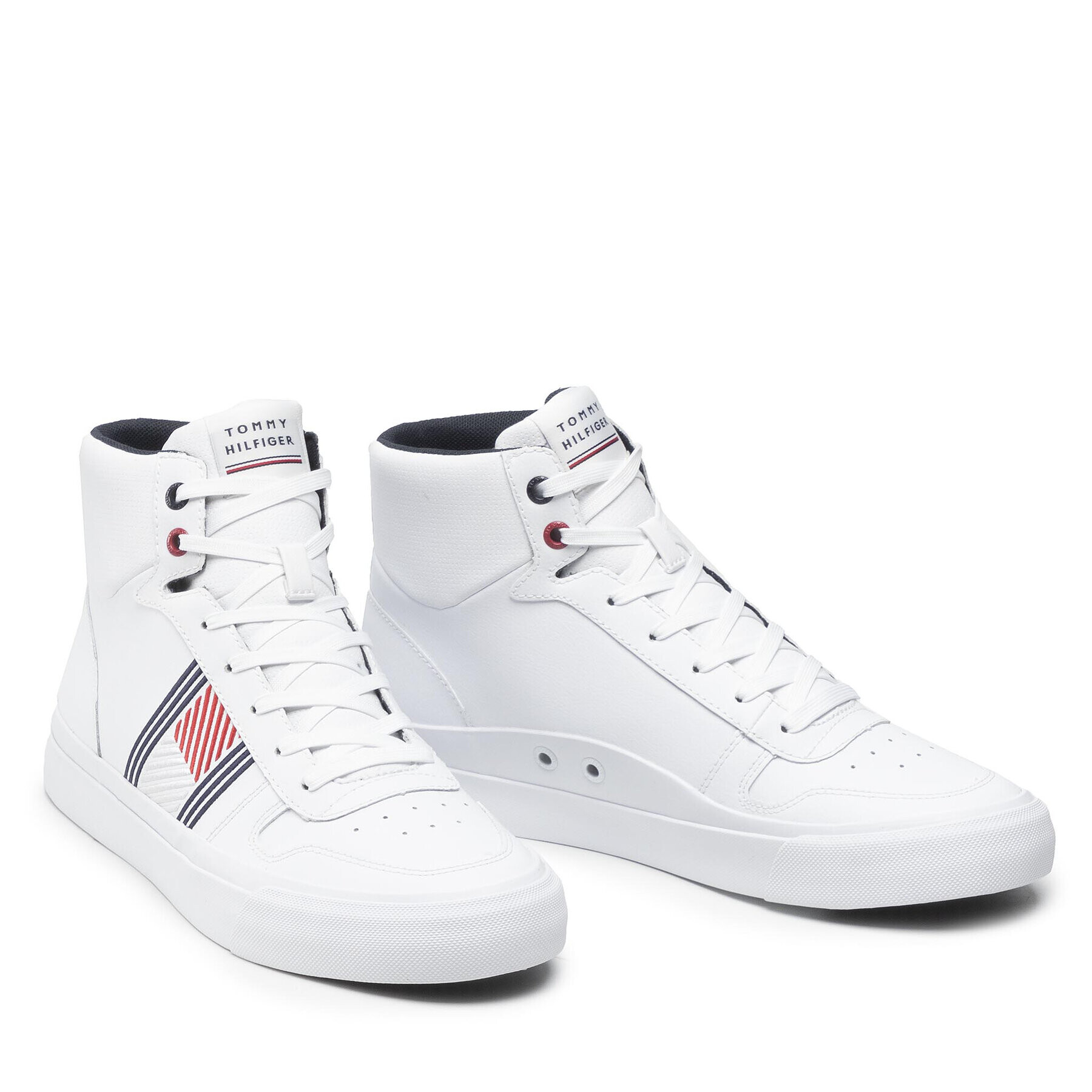 Tommy Hilfiger Superge Core Corporate High Leather Flag FM0FM03939 Bela - Pepit.si