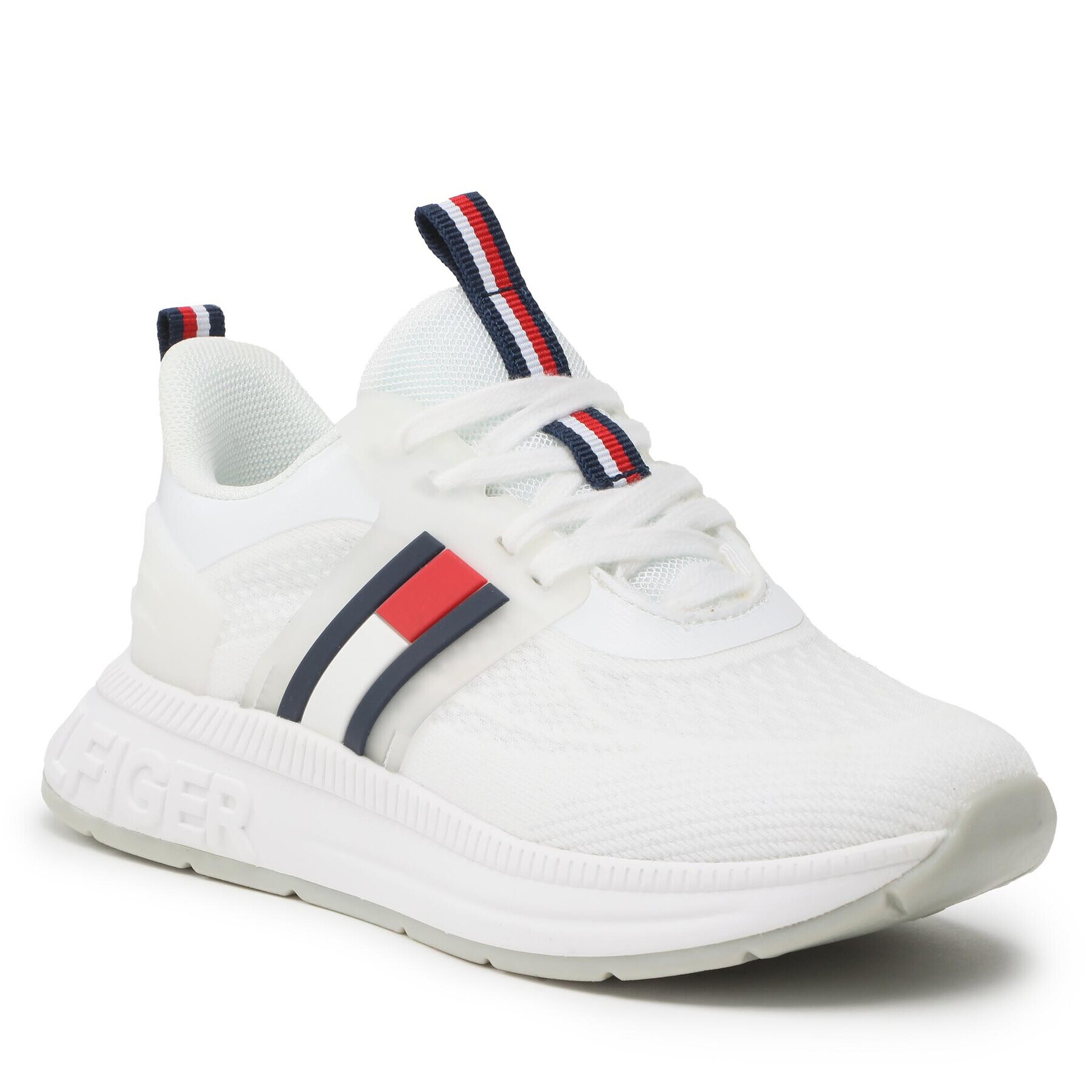 Tommy Hilfiger Superge Flag Low Cut Lace-Up T3A9-32747-0308100 M Bela - Pepit.si