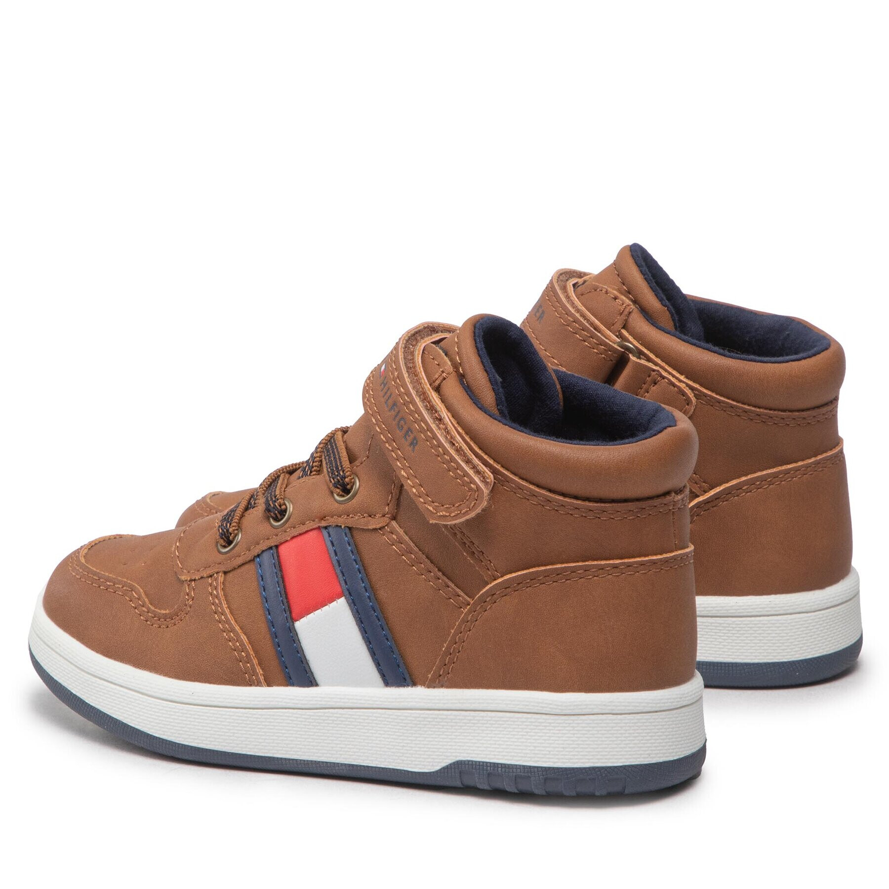 Tommy Hilfiger Superge High Top Lace-Up Velcro Sneaker T3B9-32476-1351 S Rjava - Pepit.si