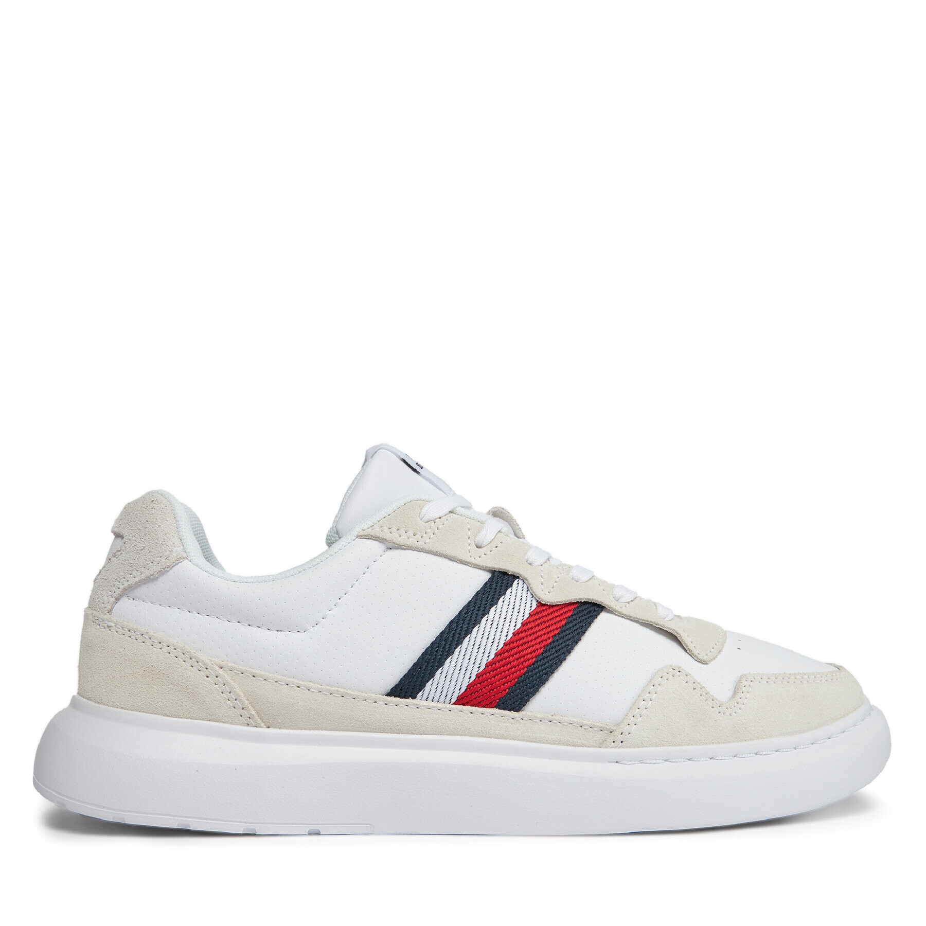 Tommy Hilfiger Superge Light Cupsole Lth Mix Stripes FM0FM04889 Bela - Pepit.si