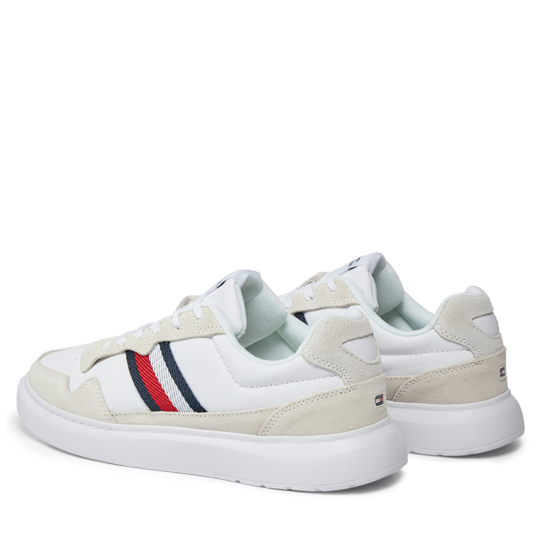 Tommy Hilfiger Superge Light Cupsole Lth Mix Stripes FM0FM04889 Bela - Pepit.si