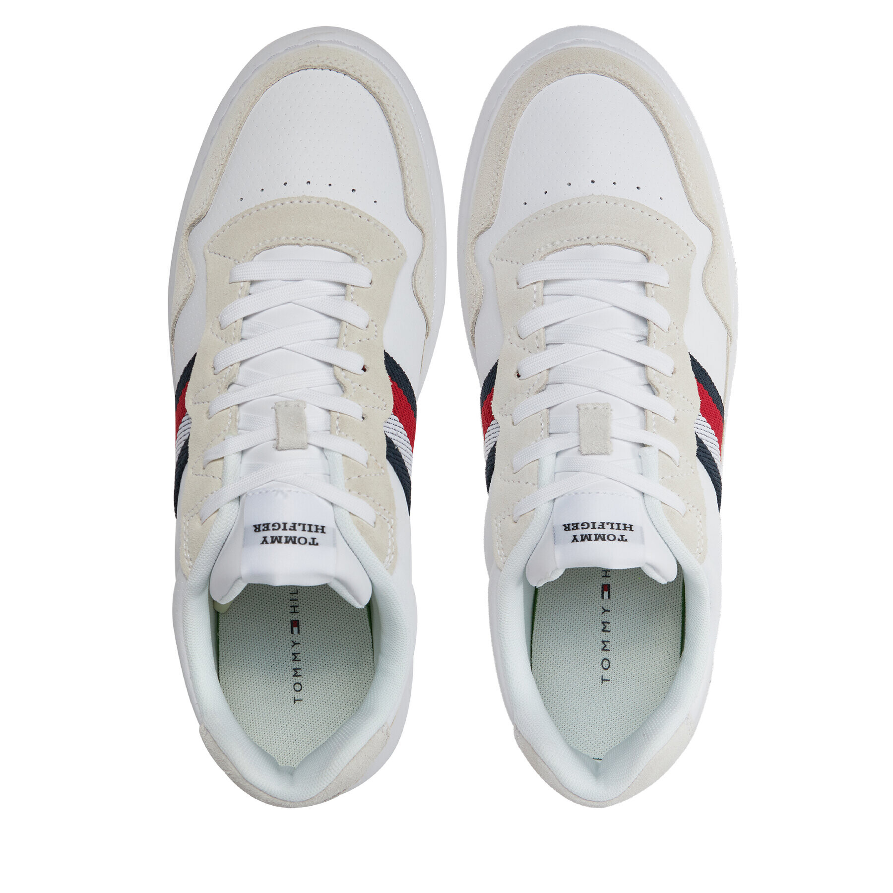 Tommy Hilfiger Superge Light Cupsole Lth Mix Stripes FM0FM04889 Bela - Pepit.si