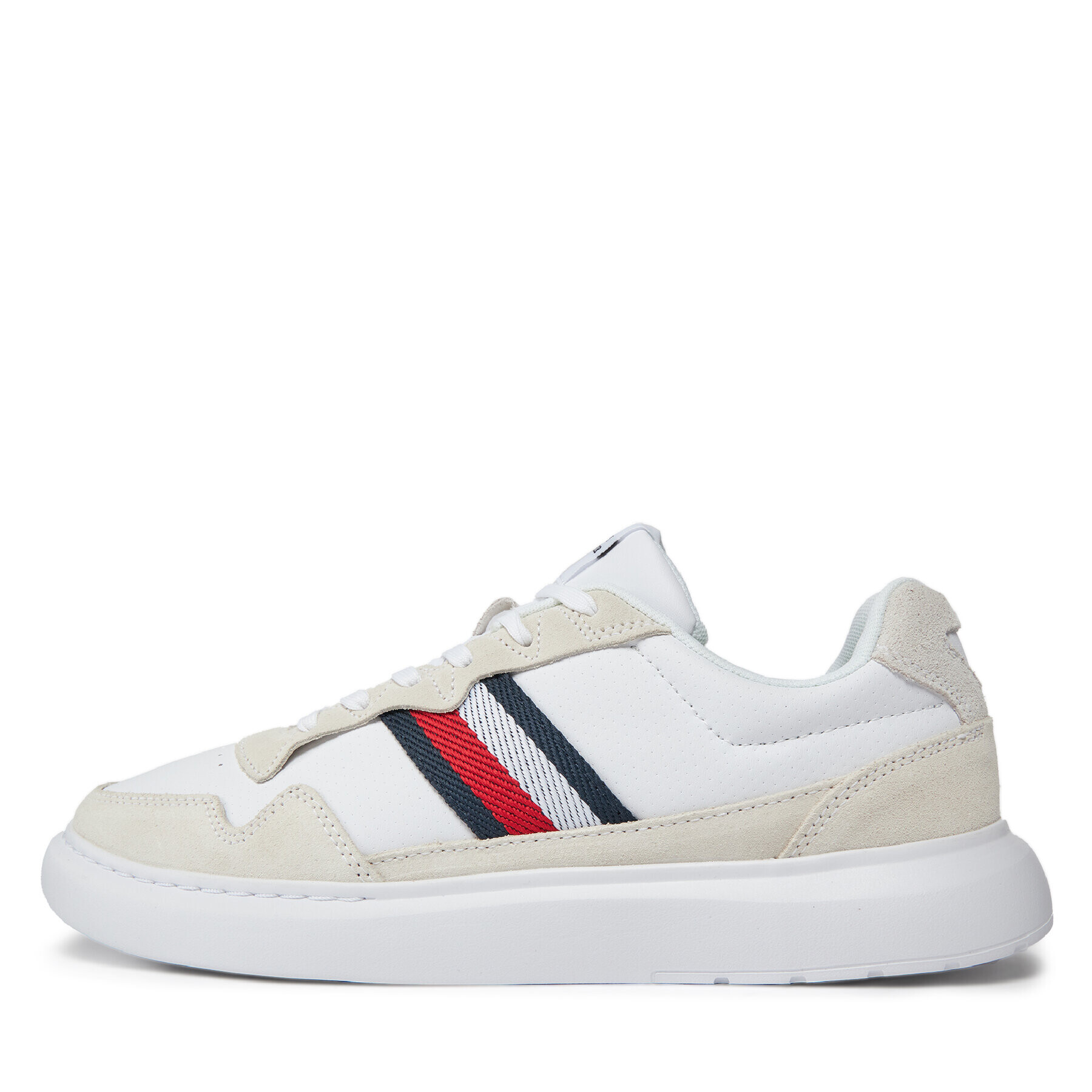 Tommy Hilfiger Superge Light Cupsole Lth Mix Stripes FM0FM04889 Bela - Pepit.si