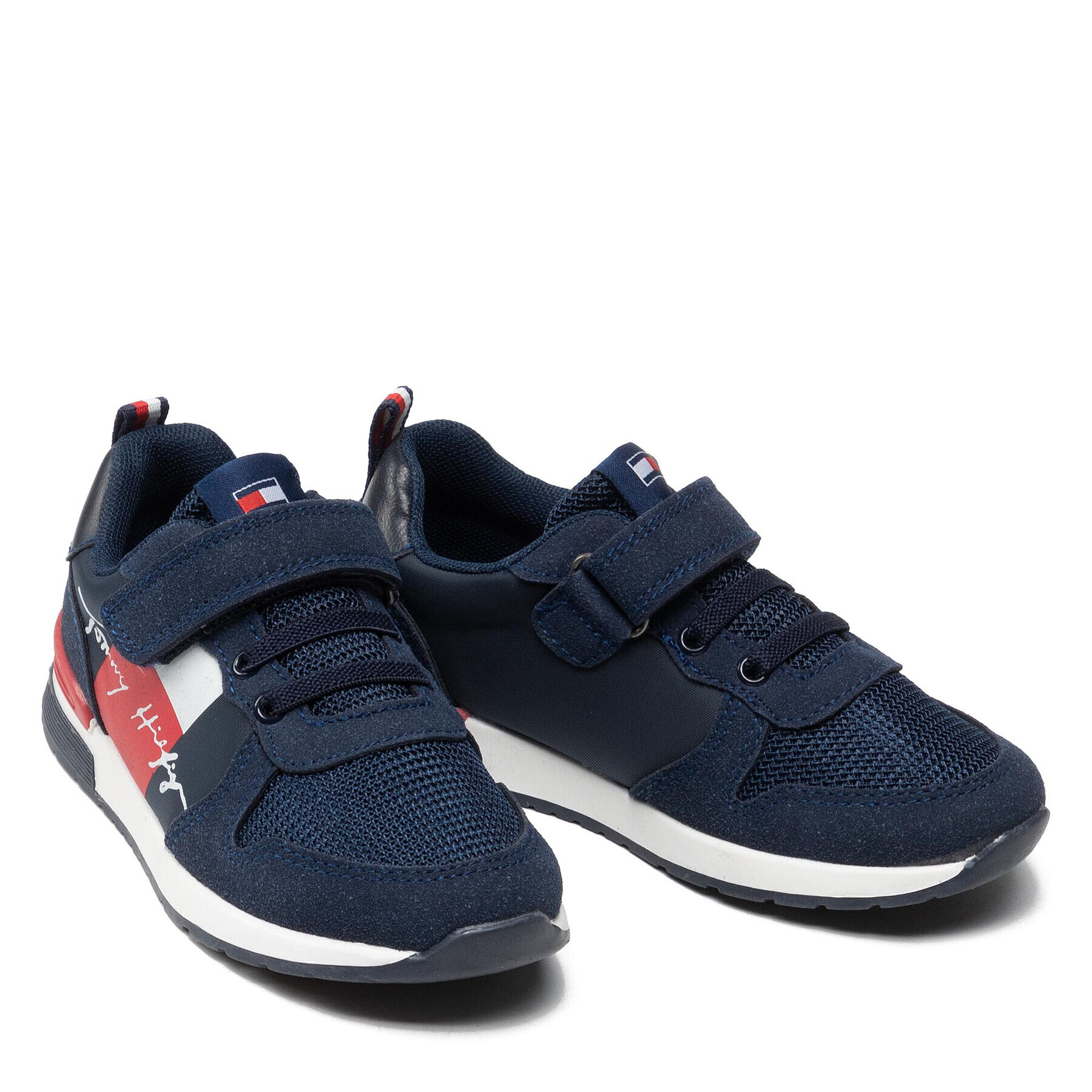 Tommy Hilfiger Superge Low Cut Lace-Up Velcro Sneaker T1B4-32234-1040 S Mornarsko modra - Pepit.si