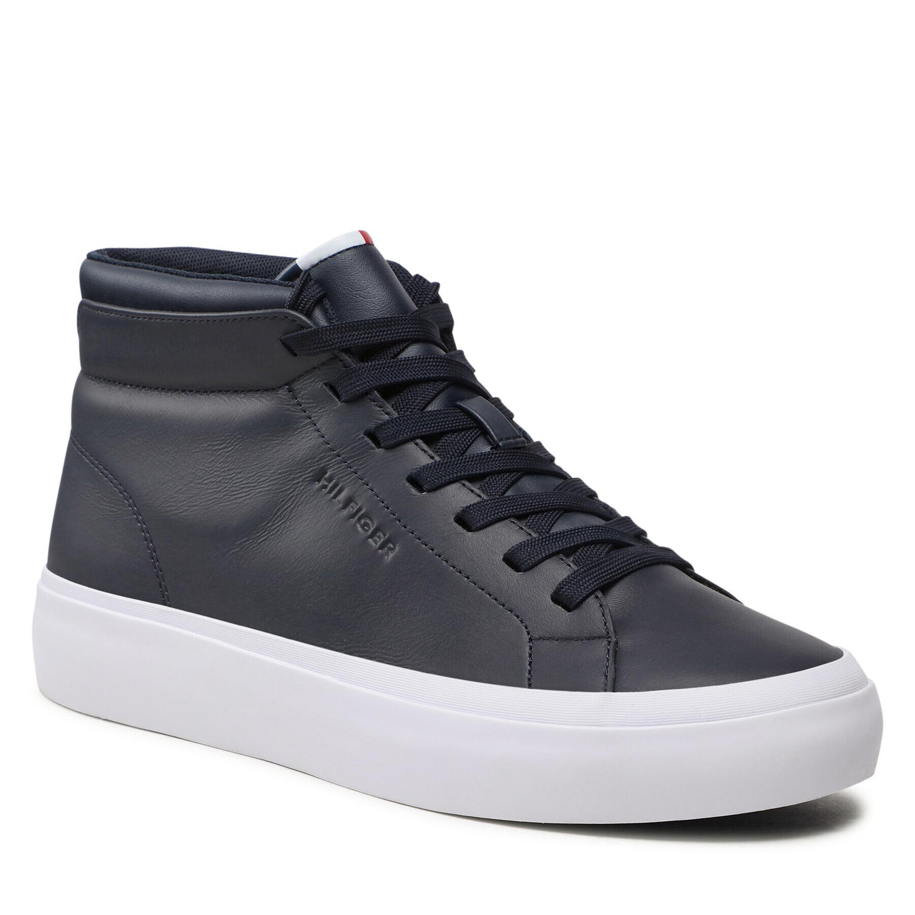 Tommy Hilfiger Superge Prep Vulc High Leather FM0FM04172 Mornarsko modra - Pepit.si