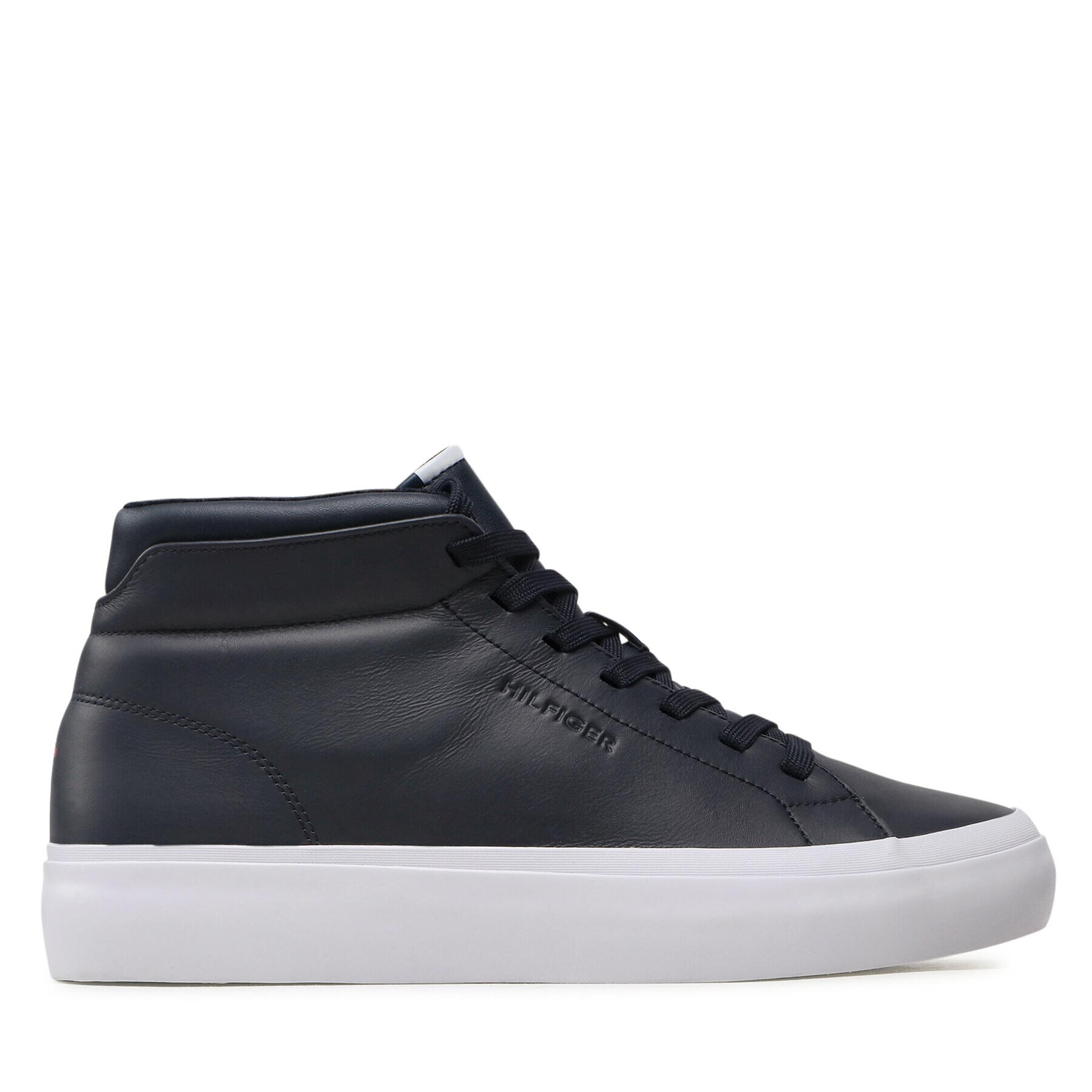 Tommy Hilfiger Superge Prep Vulc High Leather FM0FM04172 Mornarsko modra - Pepit.si