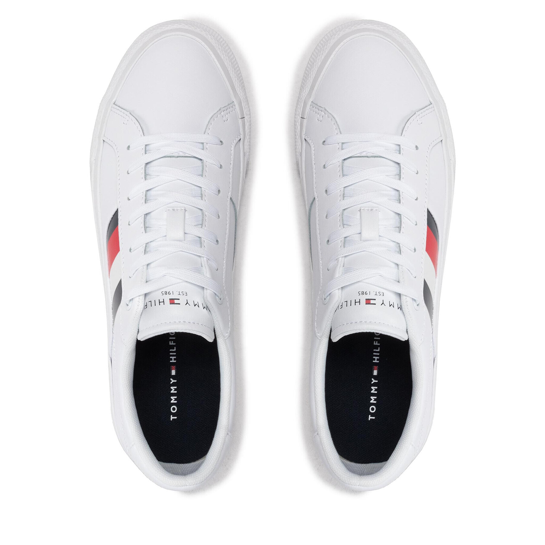 Tommy Hilfiger Tenis superge Core Stripes Vulc Leather FM0FM04140 Bela - Pepit.si