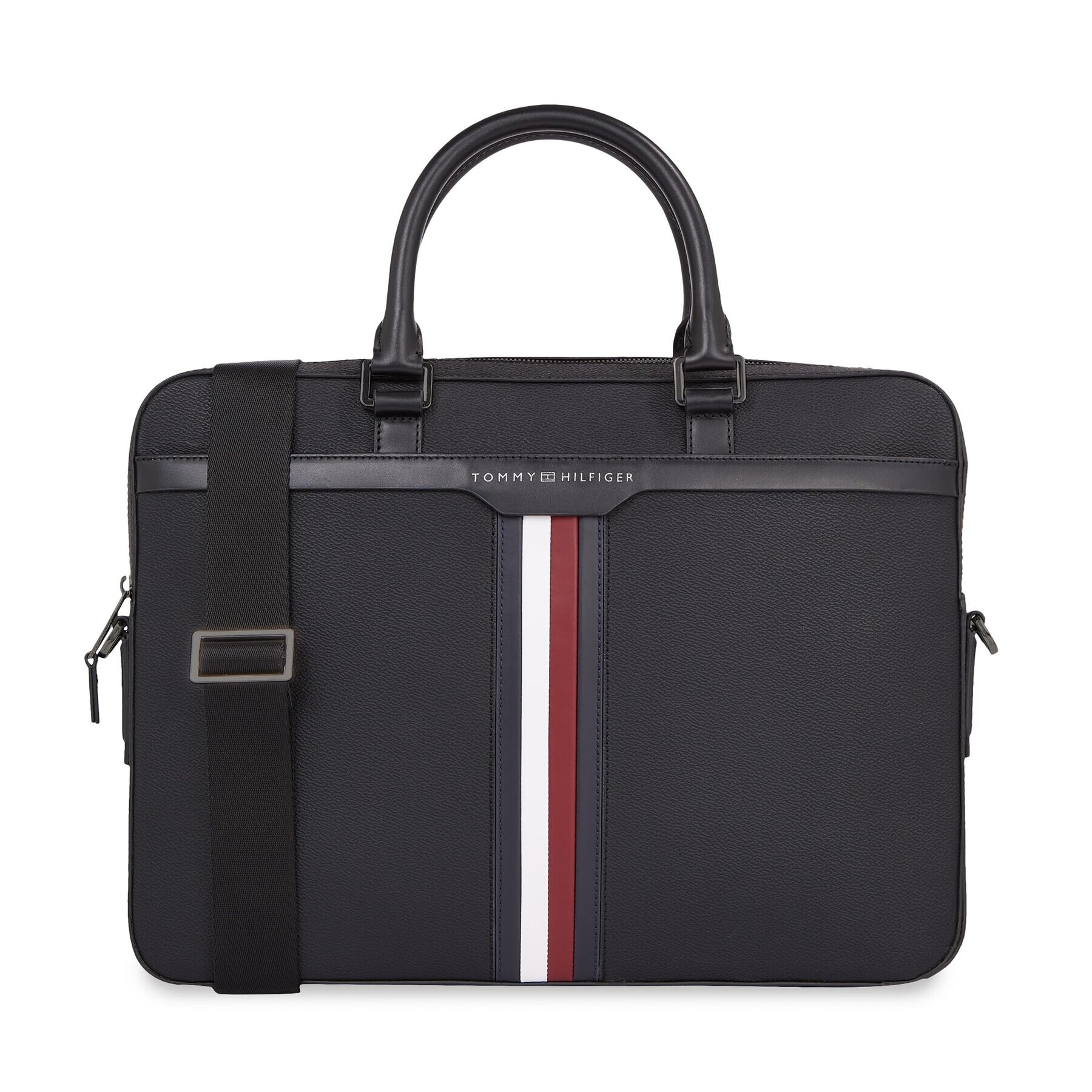 Tommy Hilfiger Torba za prenosnik Th Coated Canvas Computer Bag AM0AM11531 Črna - Pepit.si