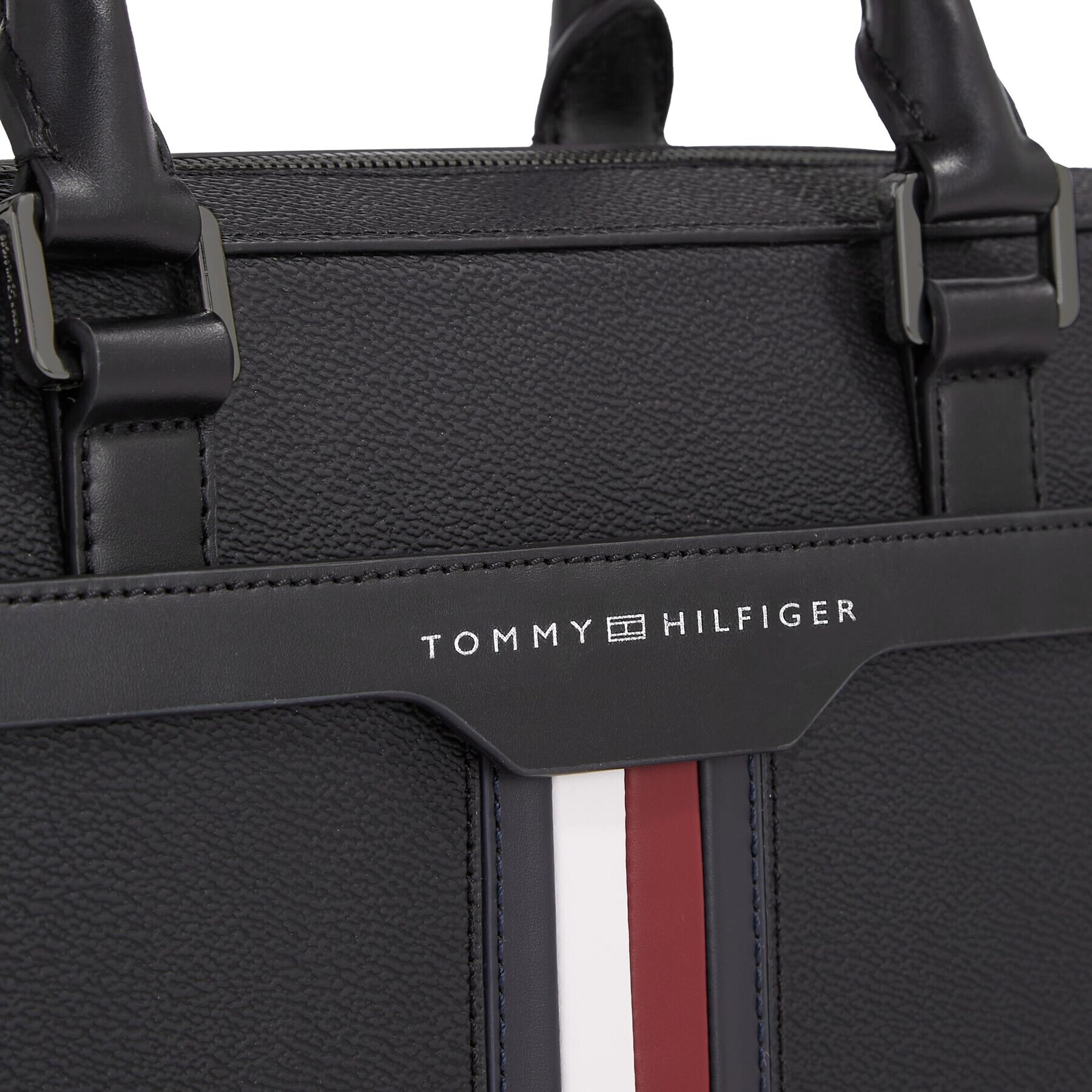 Tommy Hilfiger Torba za prenosnik Th Coated Canvas Computer Bag AM0AM11531 Črna - Pepit.si