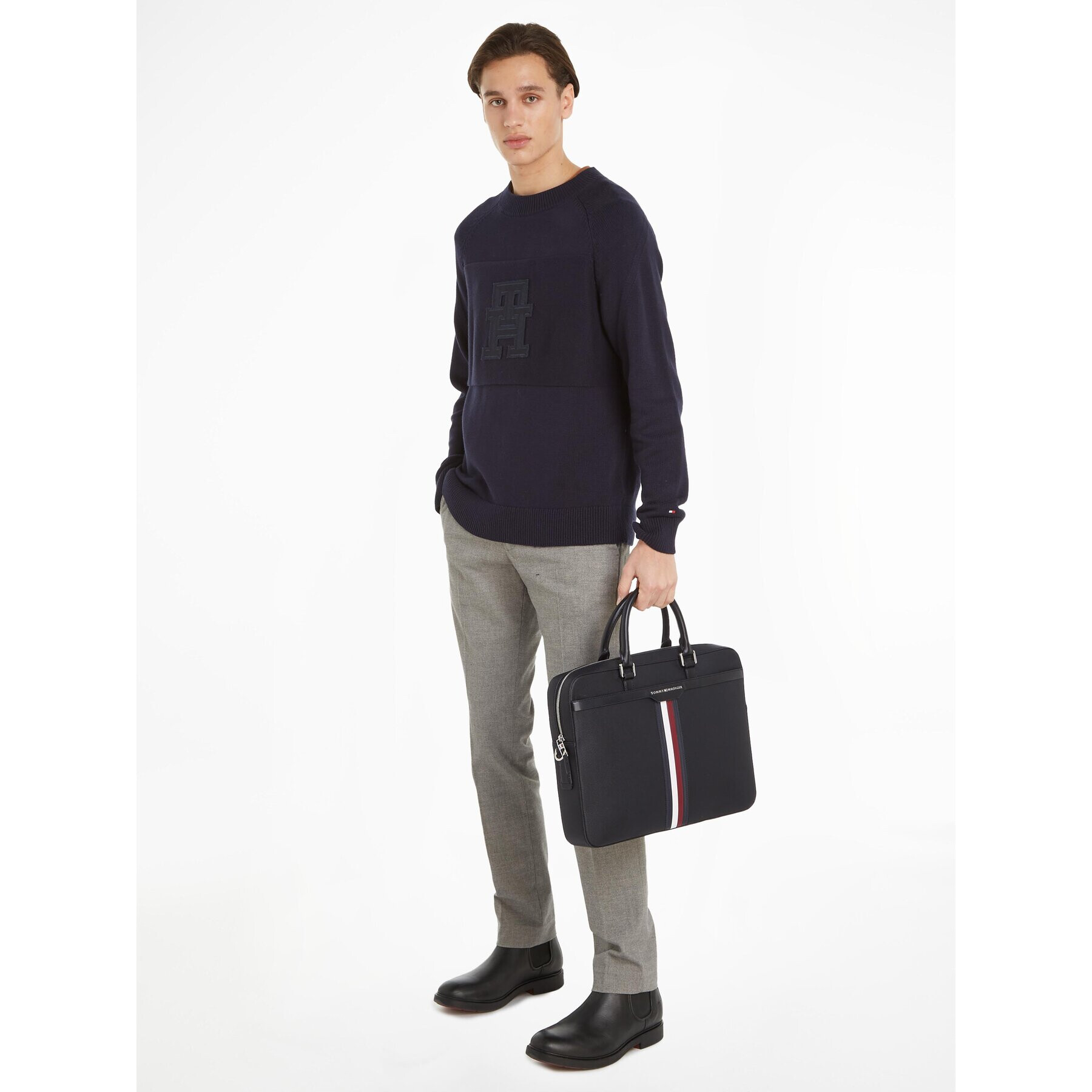 Tommy Hilfiger Torba za prenosnik Th Coated Canvas Computer Bag AM0AM11531 Črna - Pepit.si