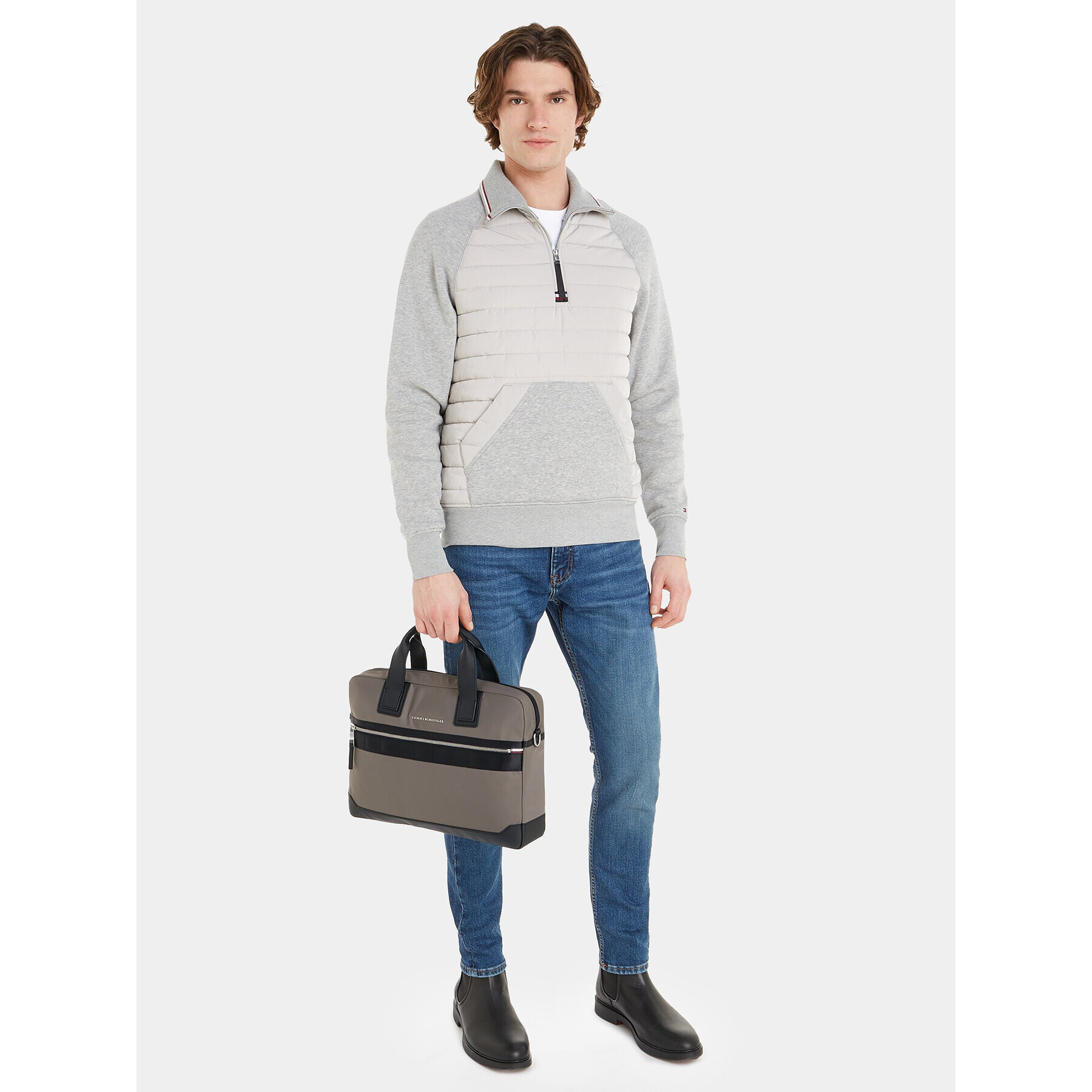 Tommy Hilfiger Torba za prenosnik Th Elevated Nylon Computer Bag AM0AM11574 Siva - Pepit.si