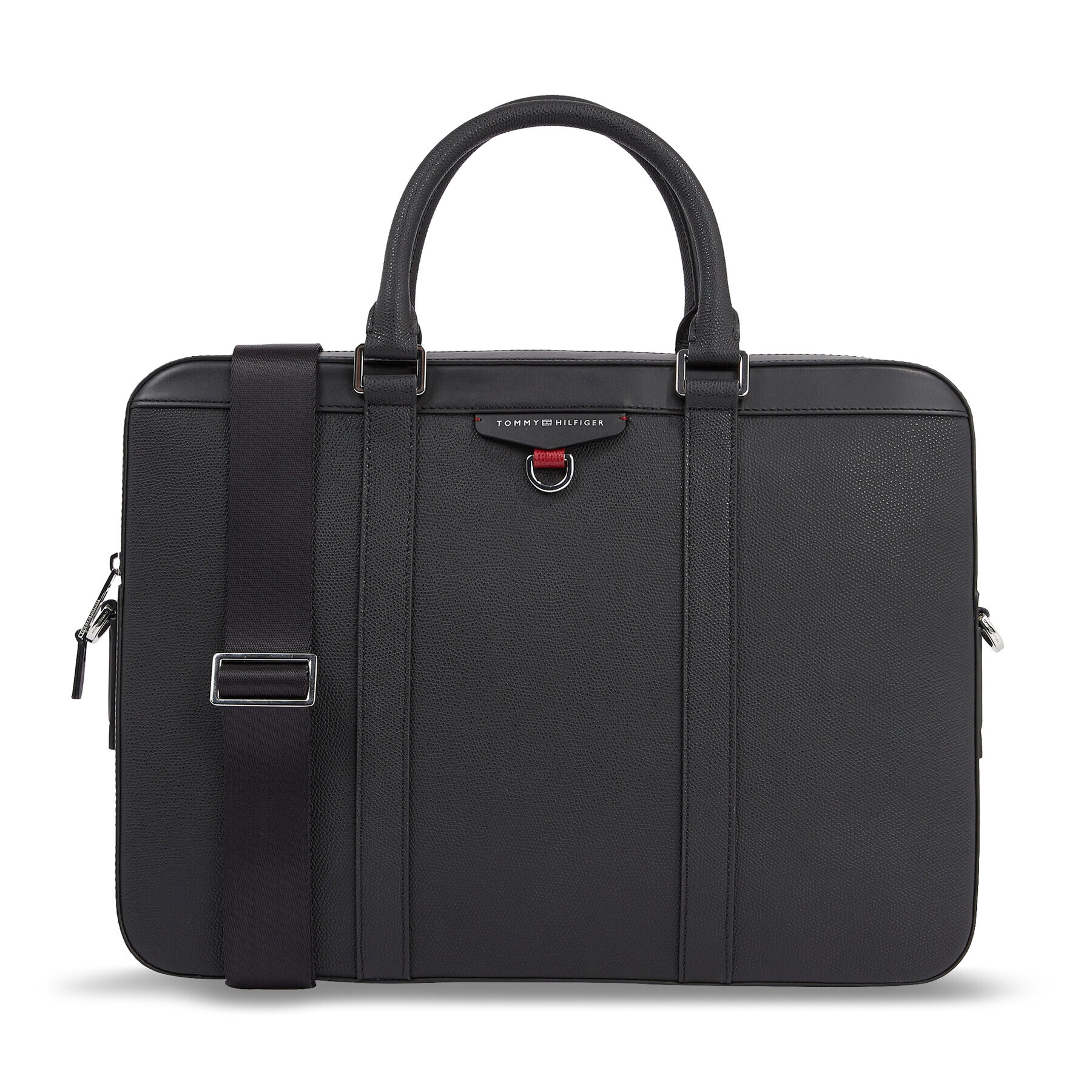 Tommy Hilfiger Torba za prenosnik Th Structured Leather Comp Bag AM0AM11562 Črna - Pepit.si