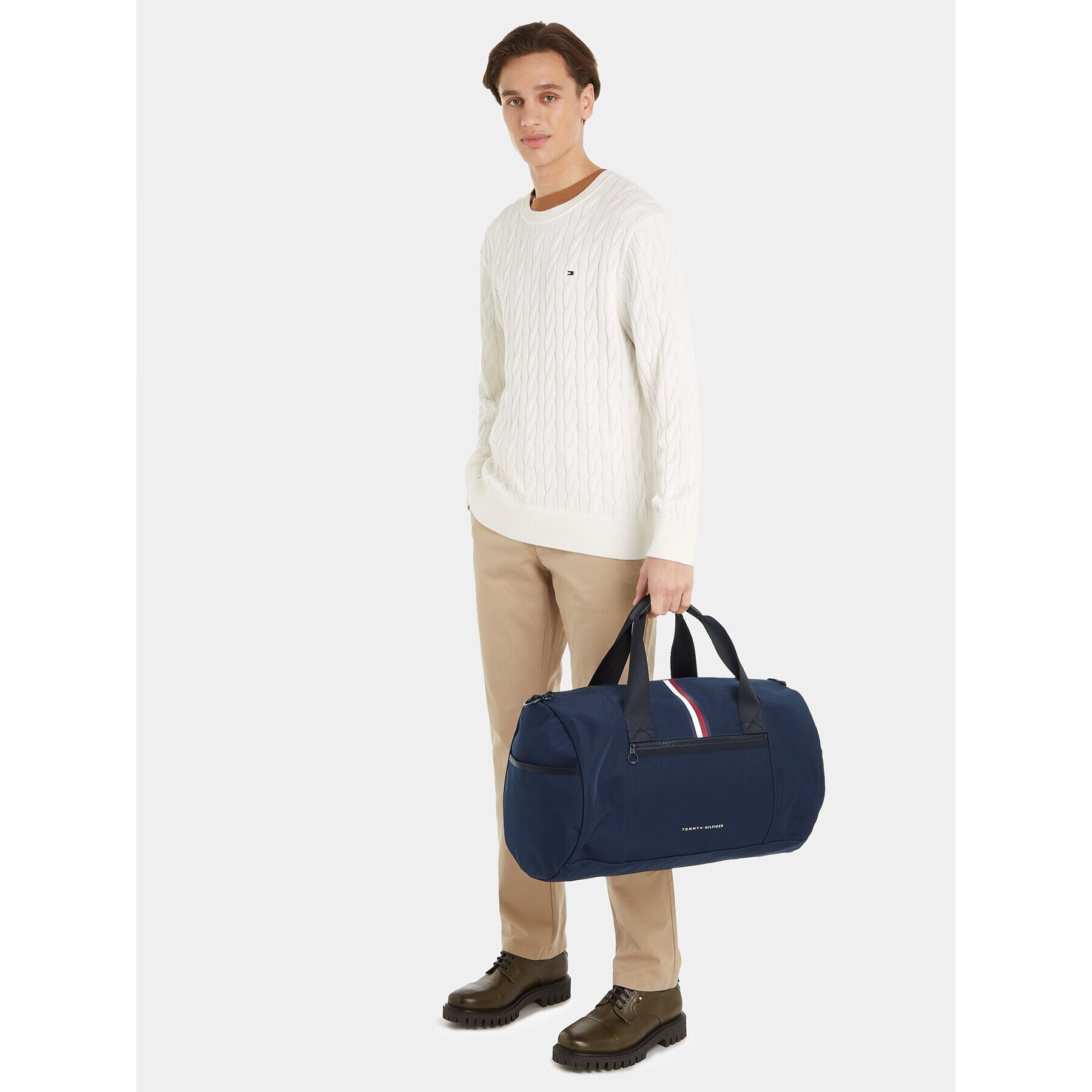 Tommy Hilfiger Torbica Th Skyline Stripe Duffle AM0AM12089 Mornarsko modra - Pepit.si