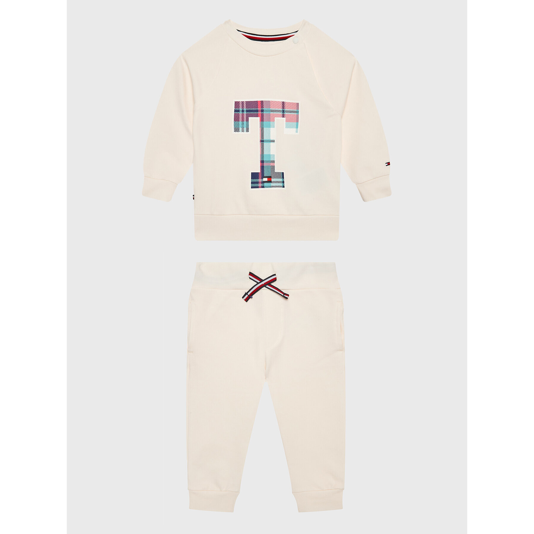 Tommy Hilfiger Trenirka Baby Tartan KN0KN01557 Écru Regular Fit - Pepit.si