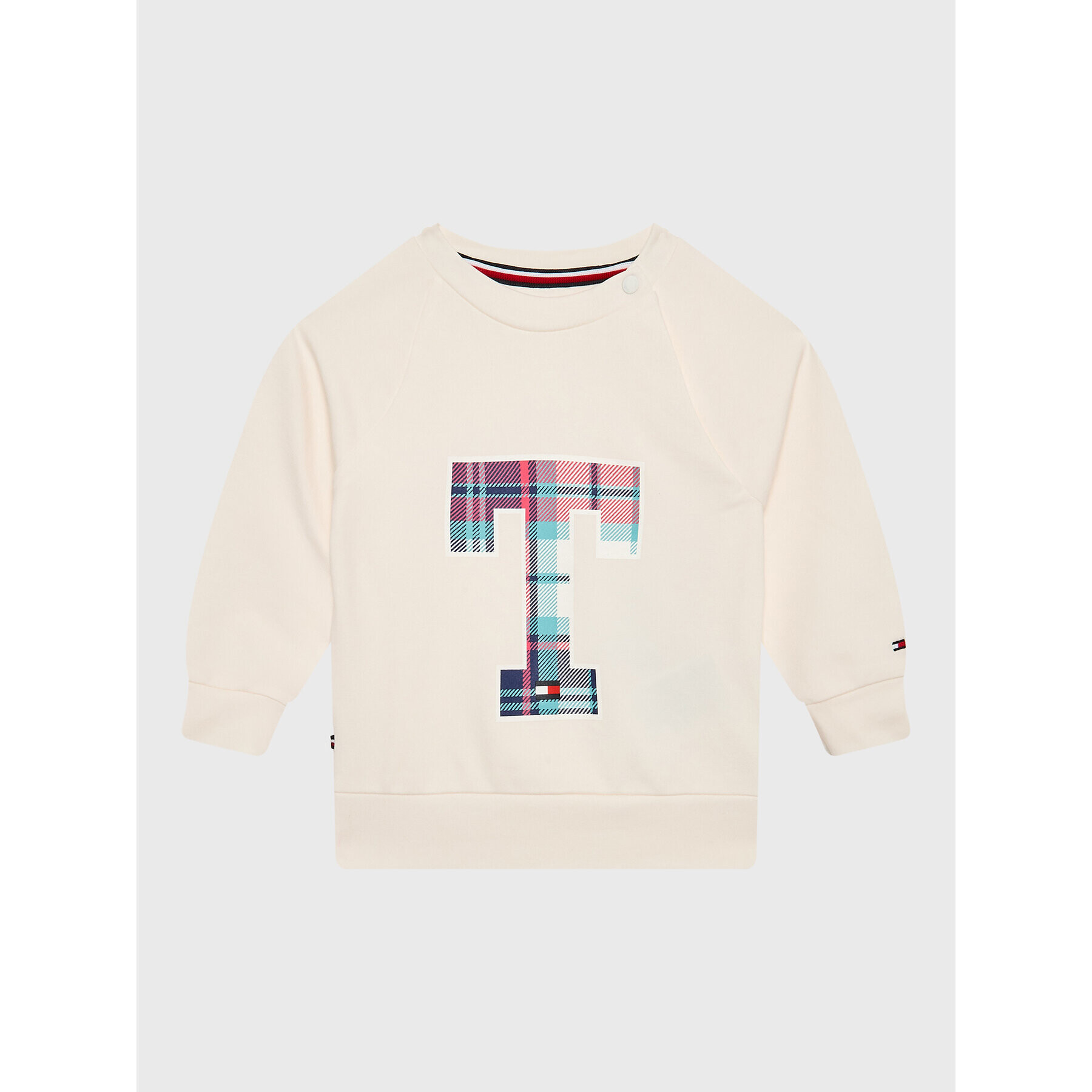 Tommy Hilfiger Trenirka Baby Tartan KN0KN01557 Écru Regular Fit - Pepit.si