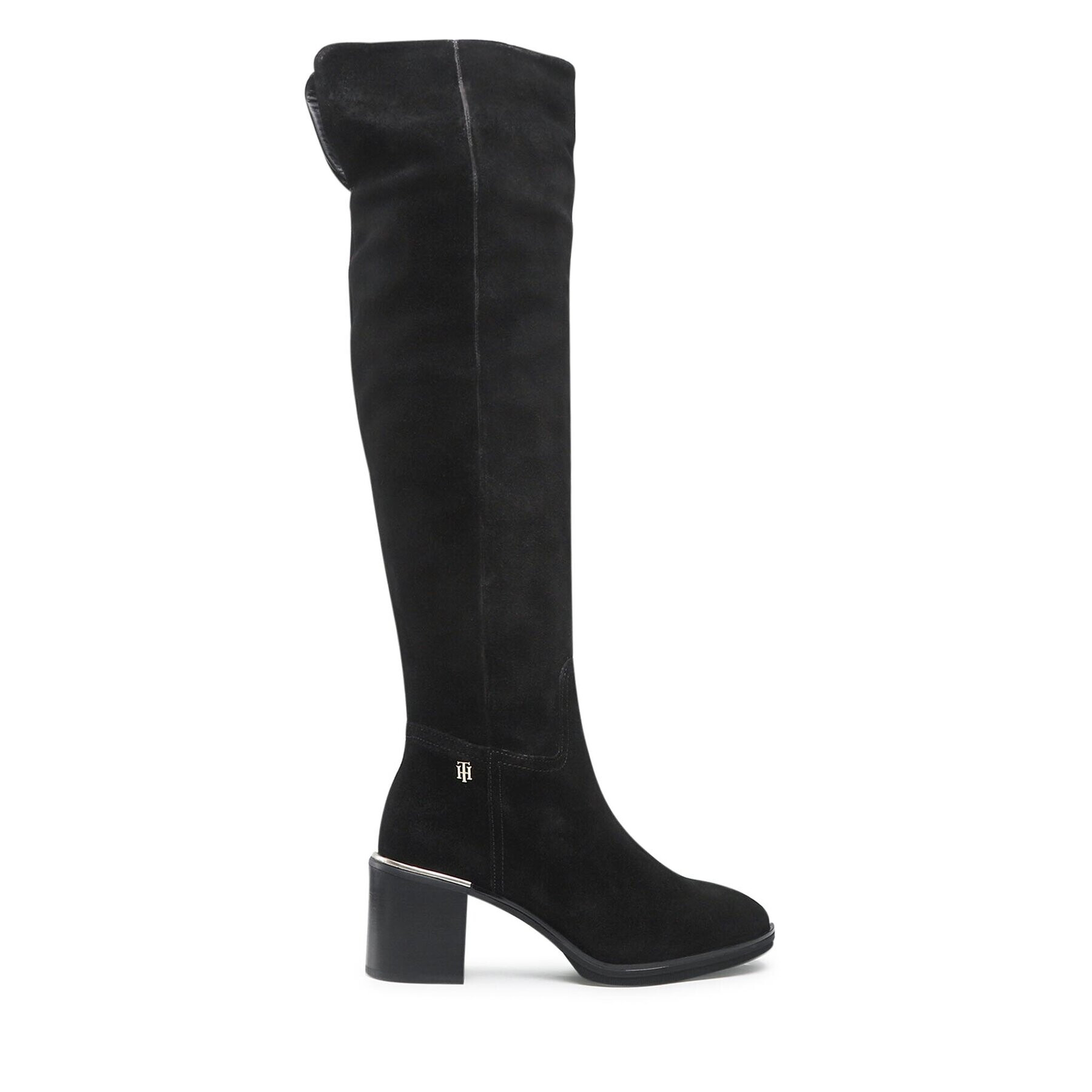 Tommy Hilfiger Visoki Škornji Th Belt Suede Overknee Boot FW0FW06767 Črna - Pepit.si