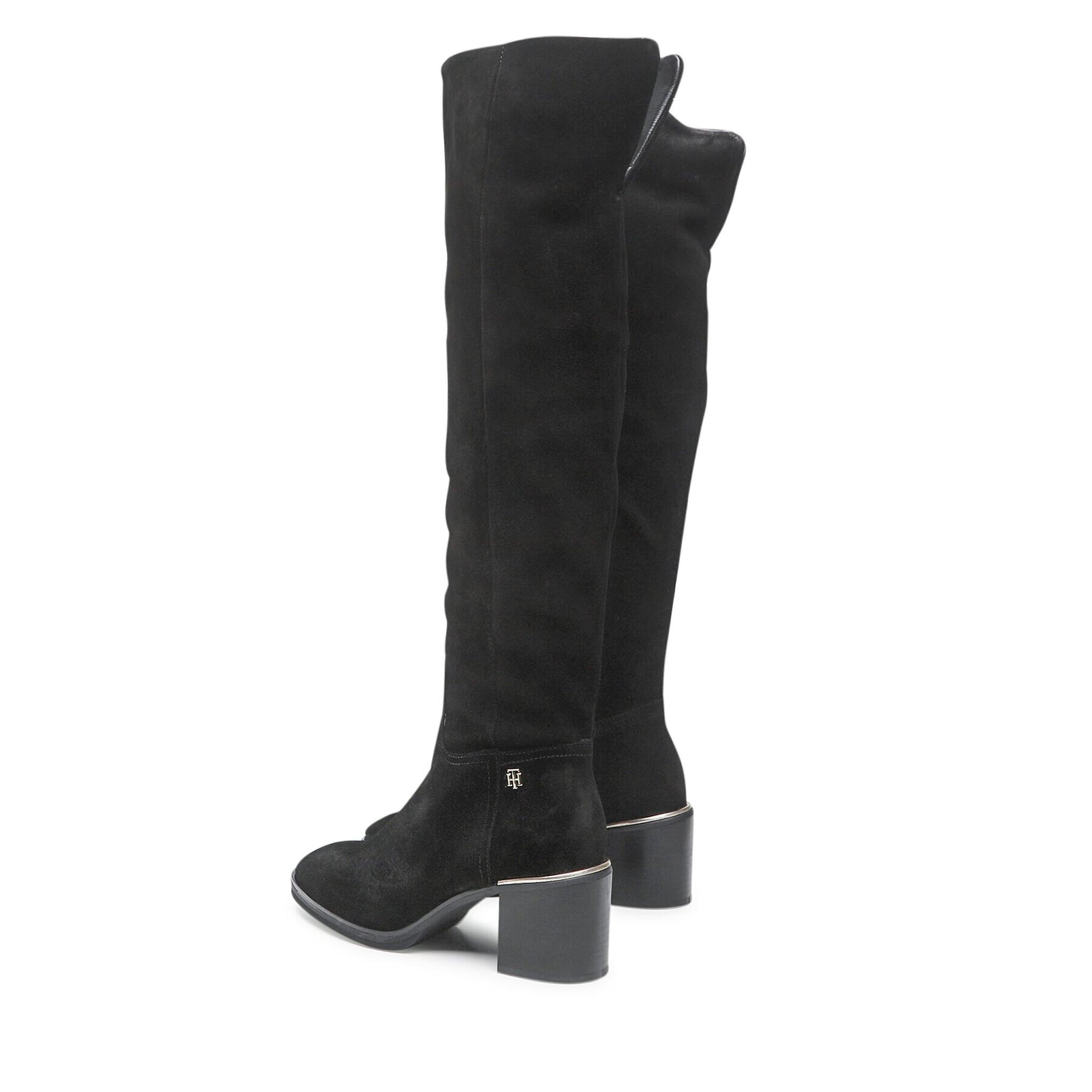 Tommy Hilfiger Visoki Škornji Th Belt Suede Overknee Boot FW0FW06767 Črna - Pepit.si