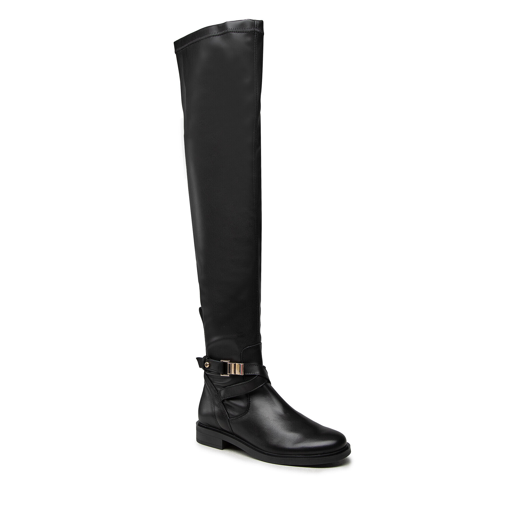 Tommy Hilfiger Visoki Škornji Th Hardware Overknee Boot FW0FW06057 Črna - Pepit.si