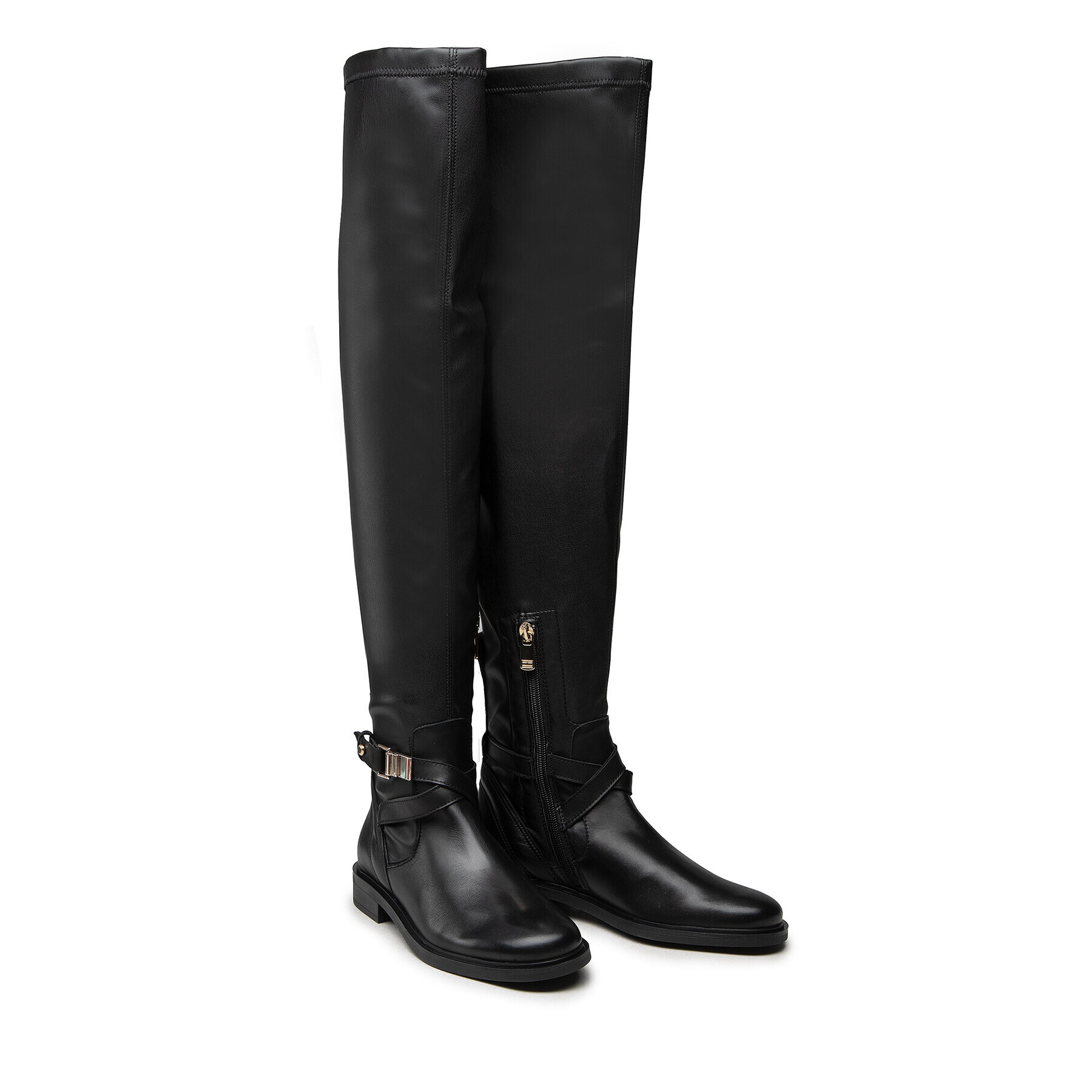 Tommy Hilfiger Visoki Škornji Th Hardware Overknee Boot FW0FW06057 Črna - Pepit.si