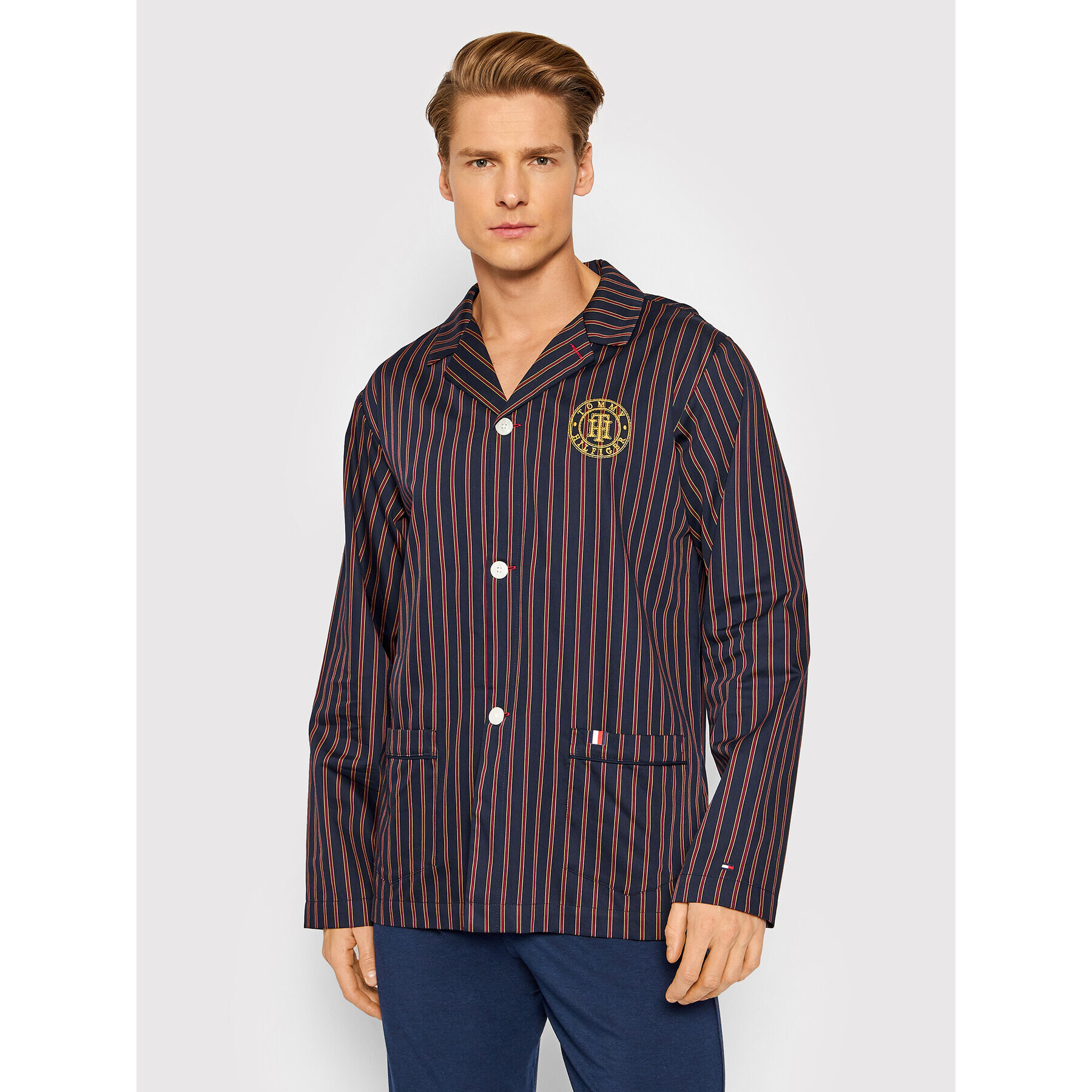 Tommy Hilfiger Zgornji del pižame Pj UM0UM02377 Mornarsko modra Regular Fit - Pepit.si