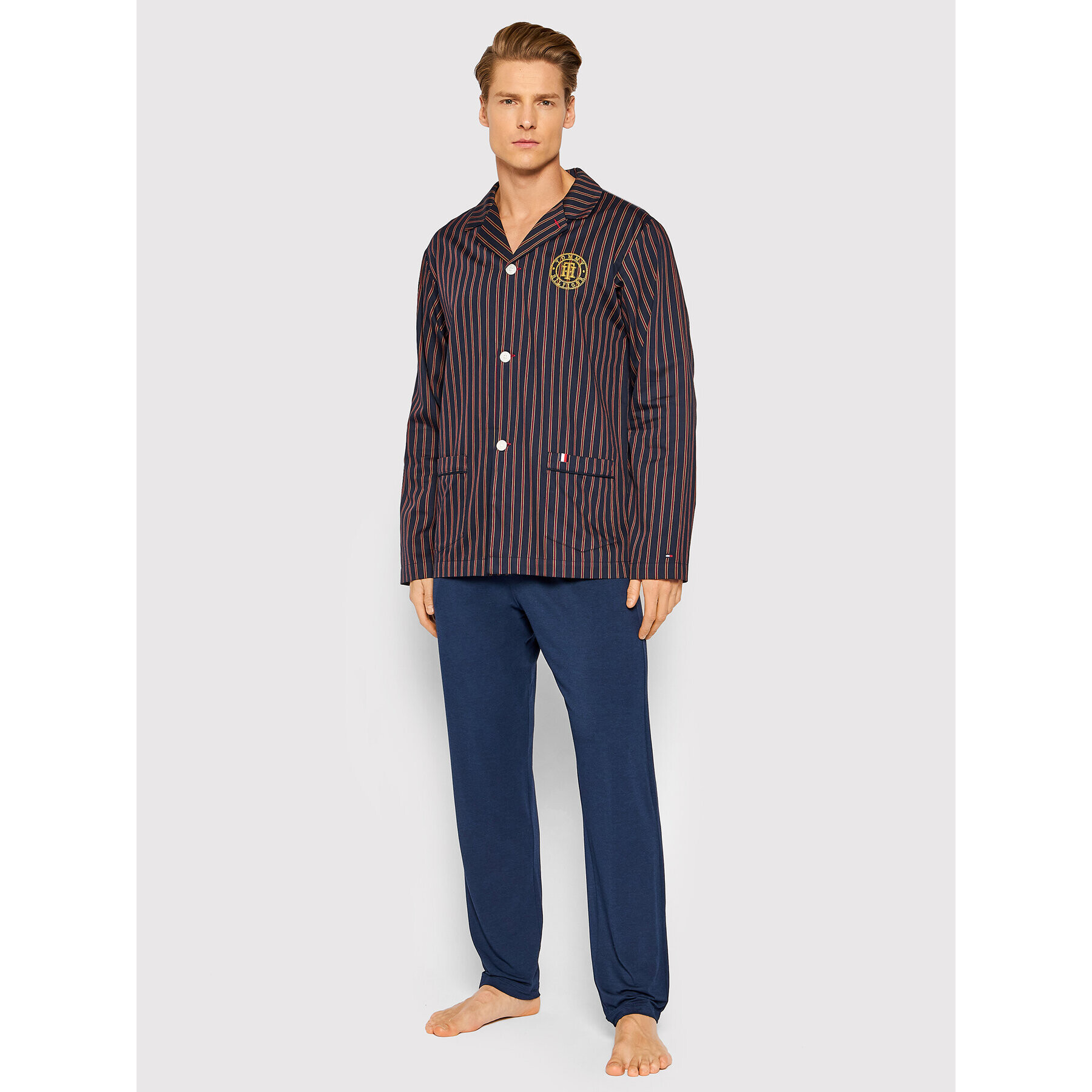 Tommy Hilfiger Zgornji del pižame Pj UM0UM02377 Mornarsko modra Regular Fit - Pepit.si