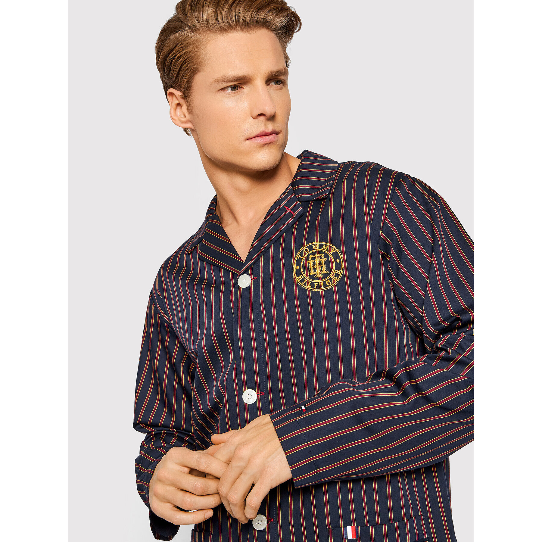 Tommy Hilfiger Zgornji del pižame Pj UM0UM02377 Mornarsko modra Regular Fit - Pepit.si