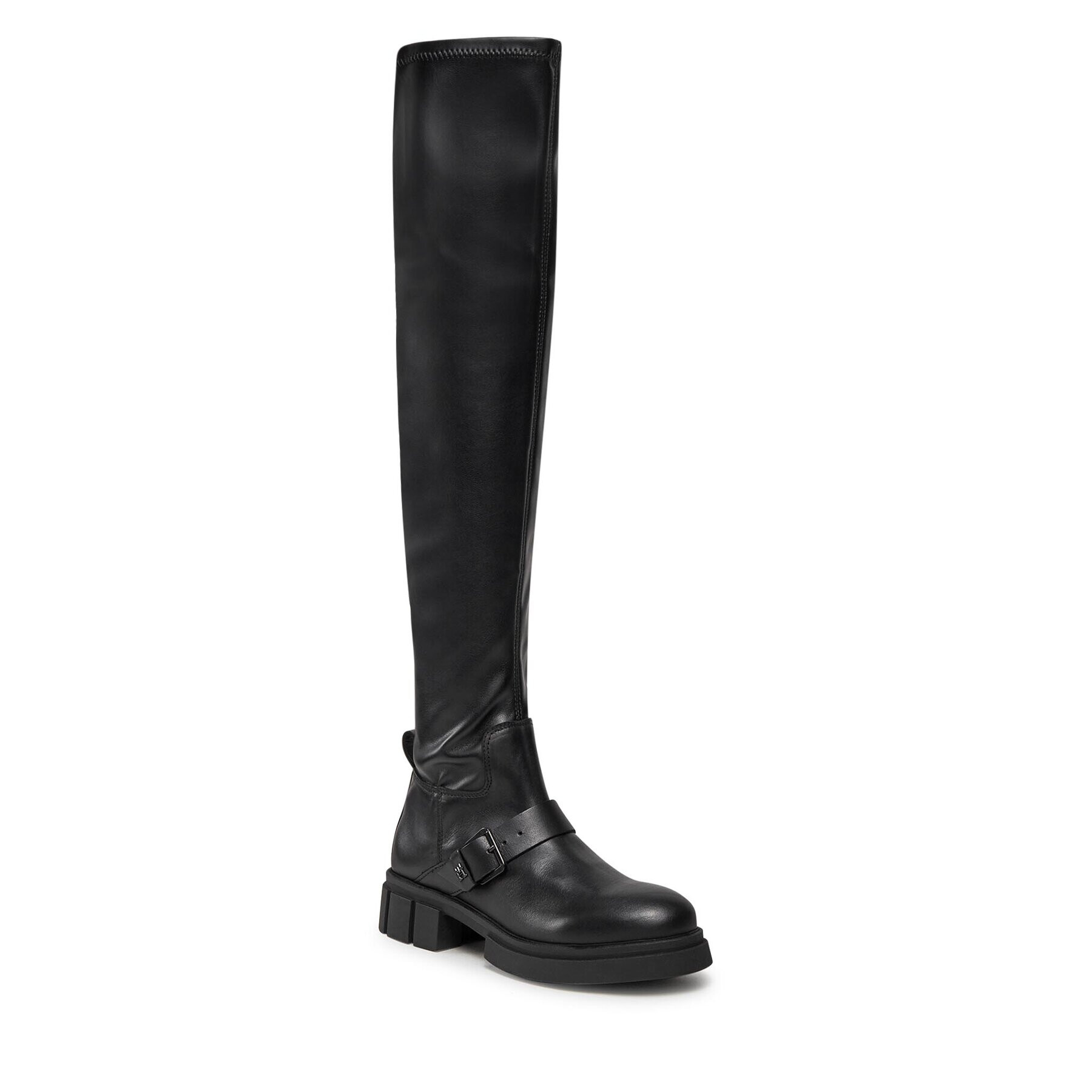 Tommy Hilfiger Zimski škornji Stretch Monochromatic Longboot FW0FW07611 Črna - Pepit.si