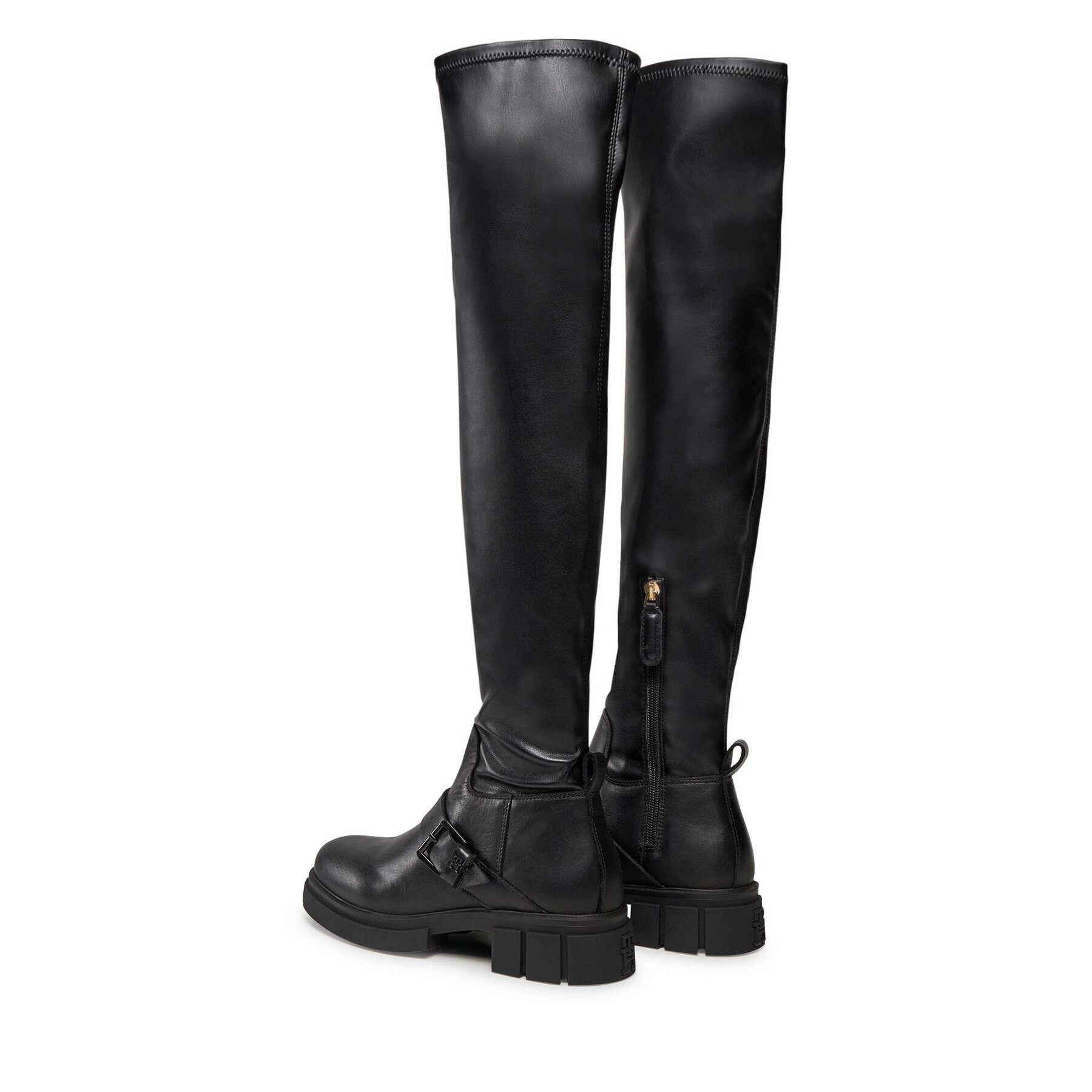 Tommy Hilfiger Zimski škornji Stretch Monochromatic Longboot FW0FW07611 Črna - Pepit.si