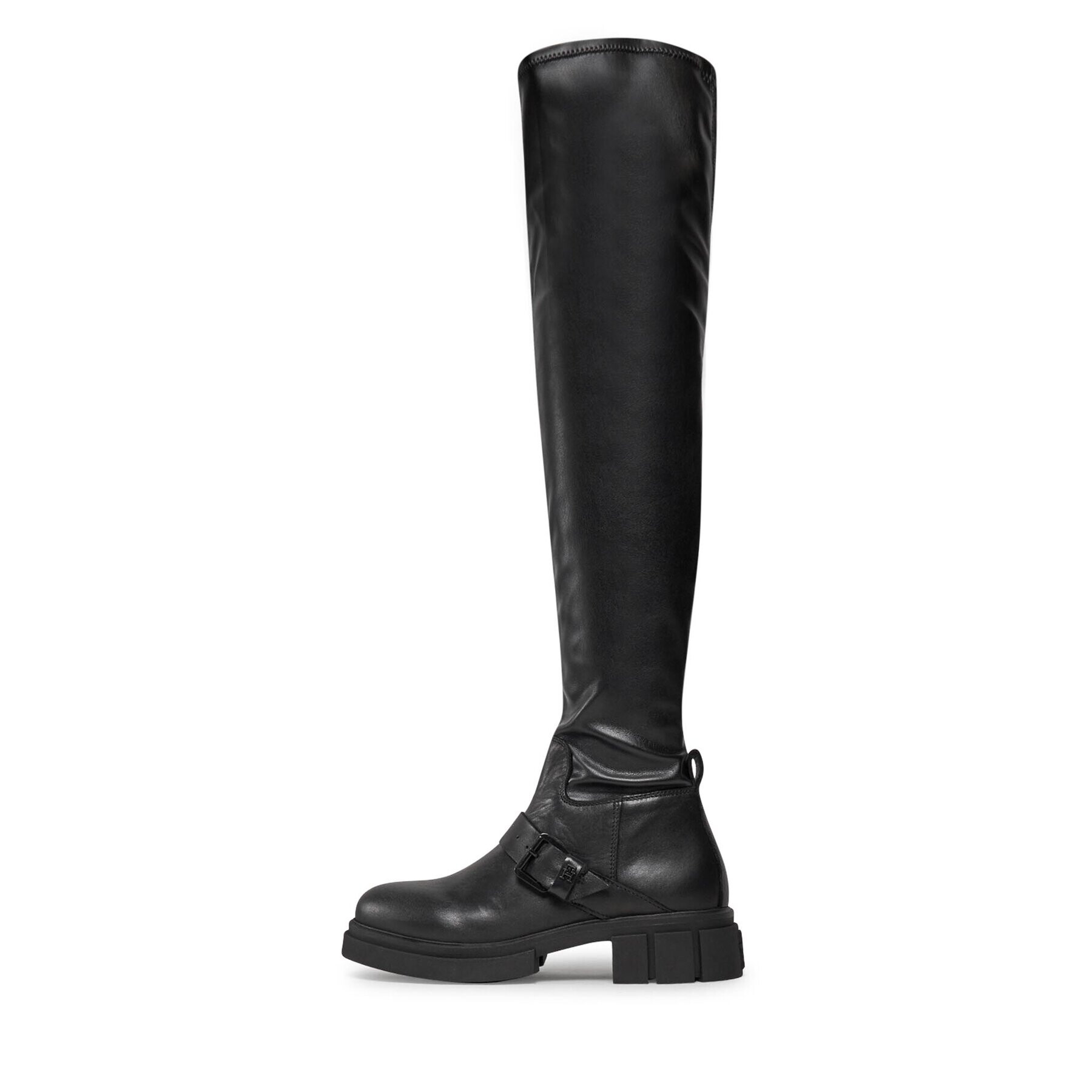 Tommy Hilfiger Zimski škornji Stretch Monochromatic Longboot FW0FW07611 Črna - Pepit.si