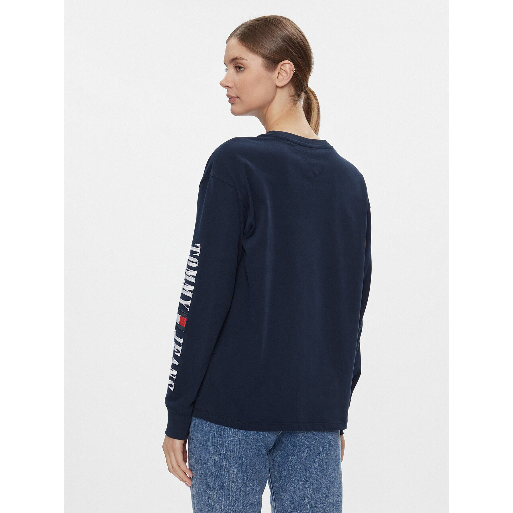 Tommy Jeans Bluza Archive DW0DW17529 Mornarsko modra Relaxed Fit - Pepit.si