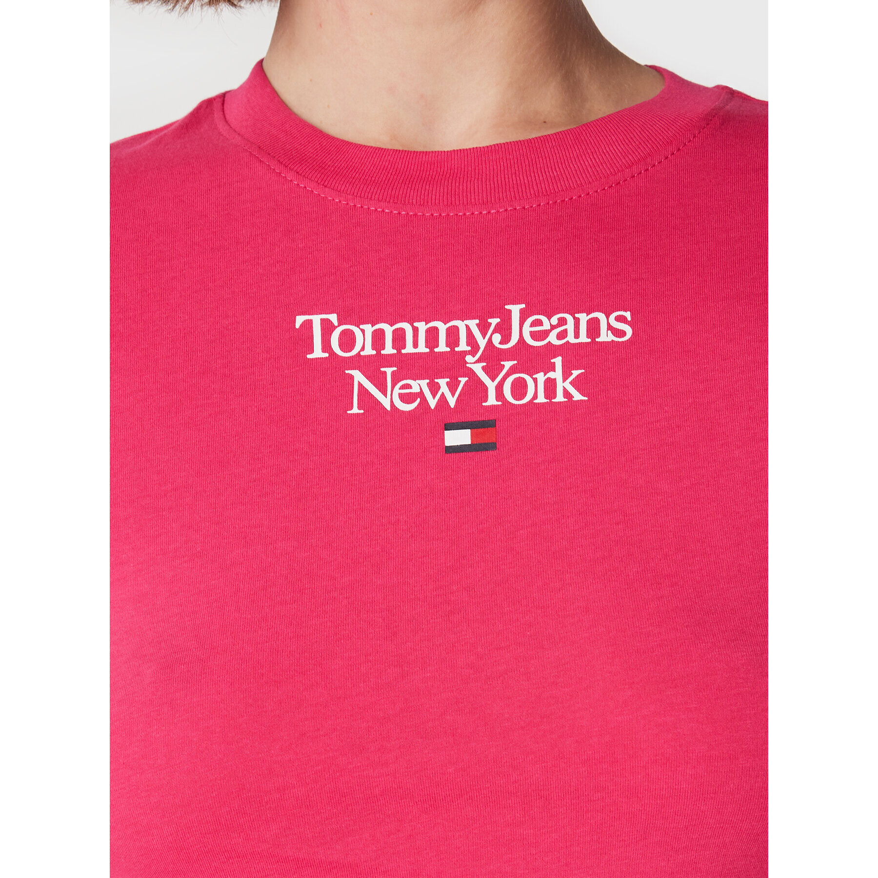 Tommy Jeans Bluza Essential Logo DW0DW14900 Roza Slim Fit - Pepit.si