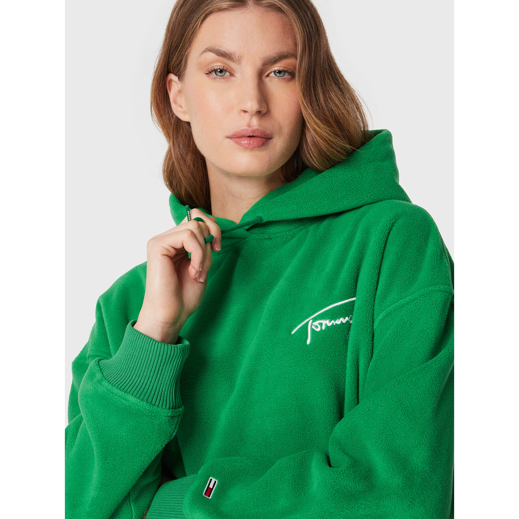 Tommy Jeans Flis Signature DW0DW14358 Zelena Oversize - Pepit.si