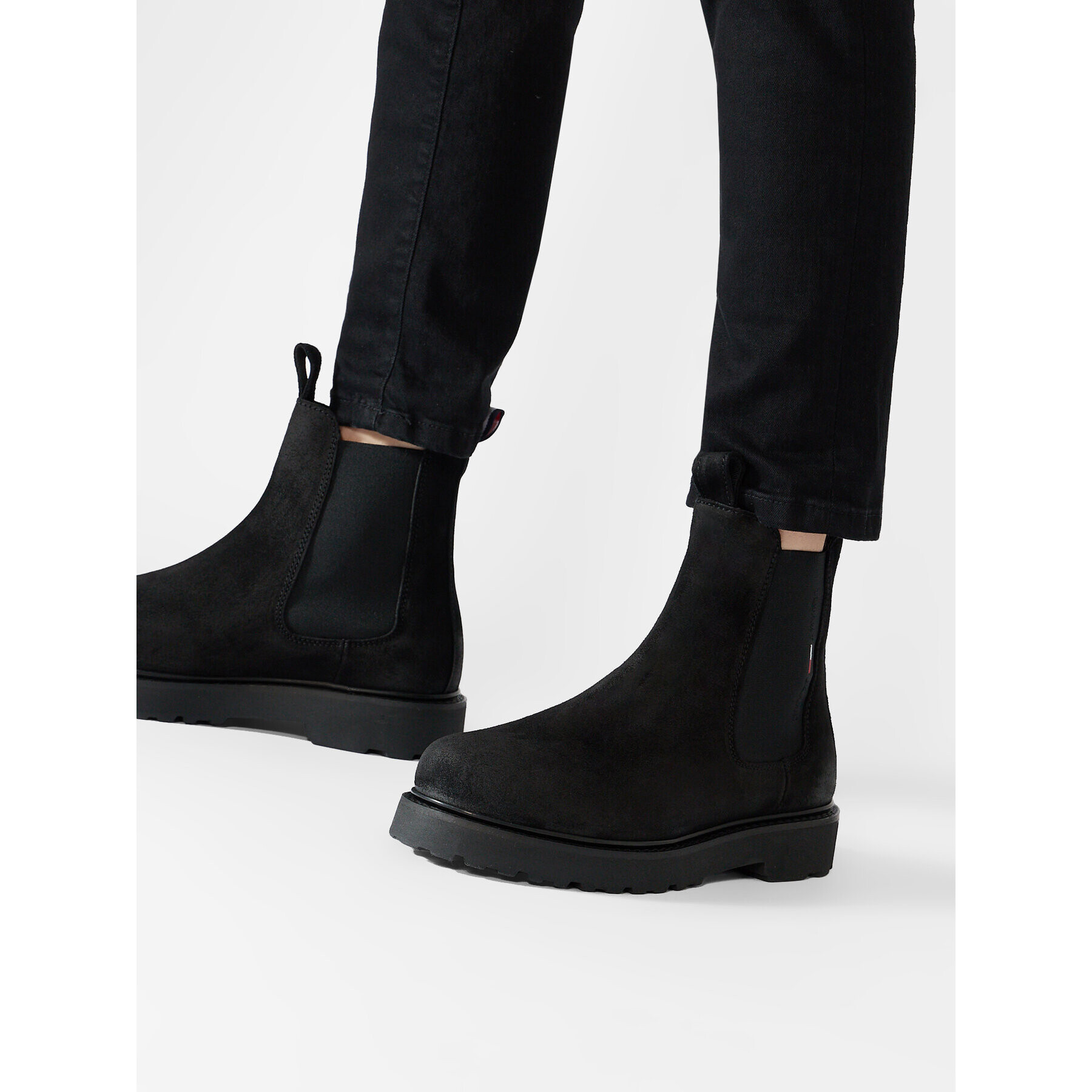 Tommy Jeans Gležnjarji Chelsea Suede Chelsea Boot EM0EM00829 Črna - Pepit.si