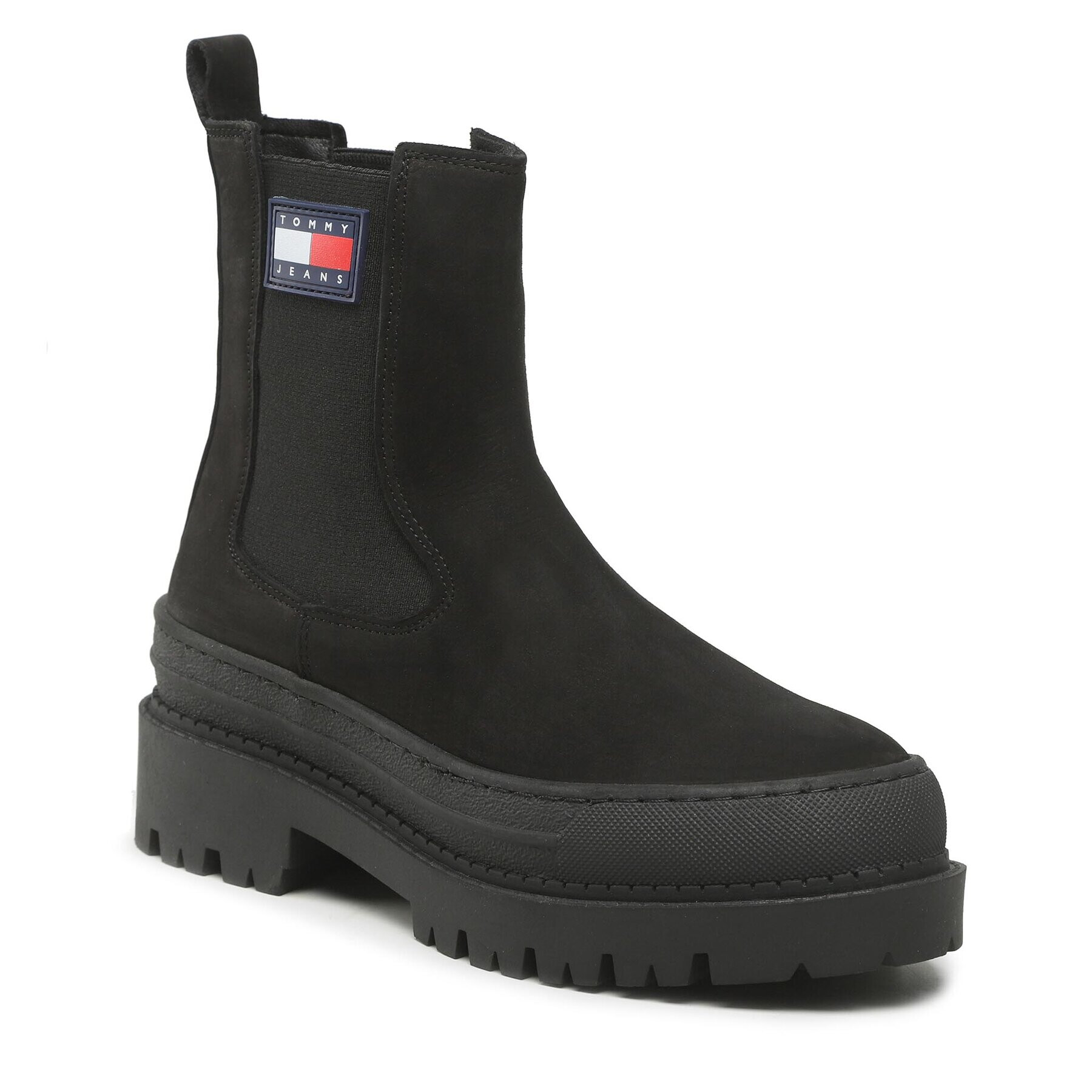 Tommy Jeans Gležnjarji Chelsea Womens Chelsea Foxing Boot EN0EN01921 Črna - Pepit.si