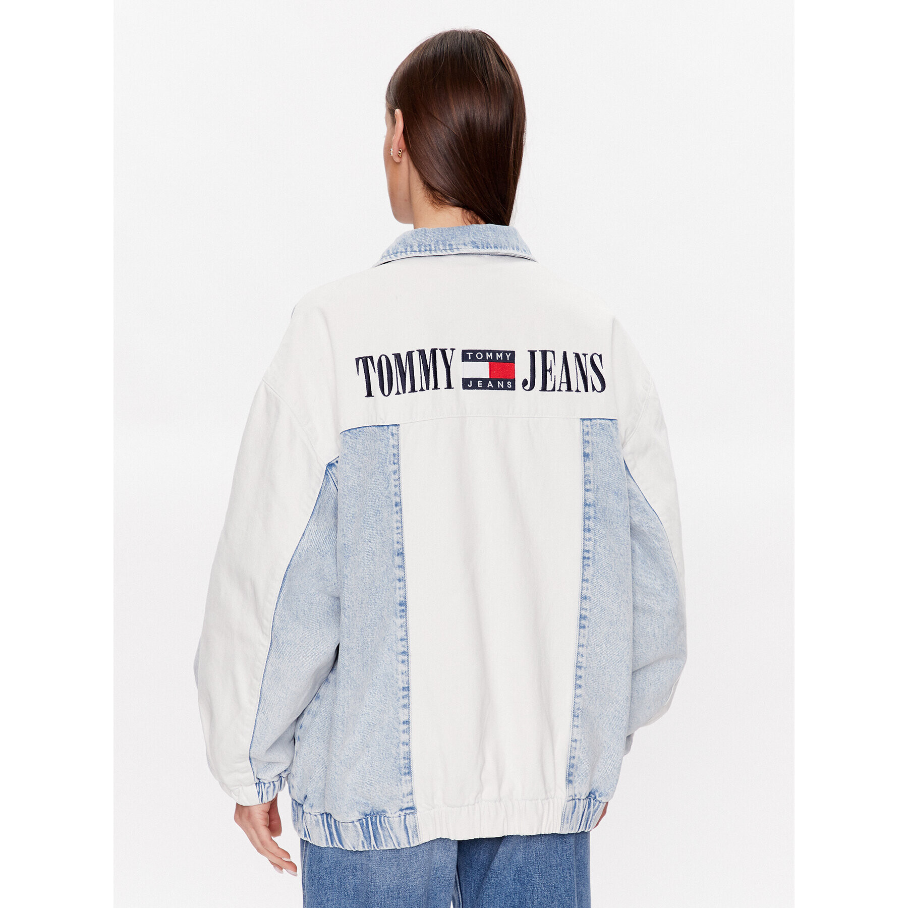 Tommy Jeans Jeans jakna College DW0DW15617 Modra Oversize - Pepit.si