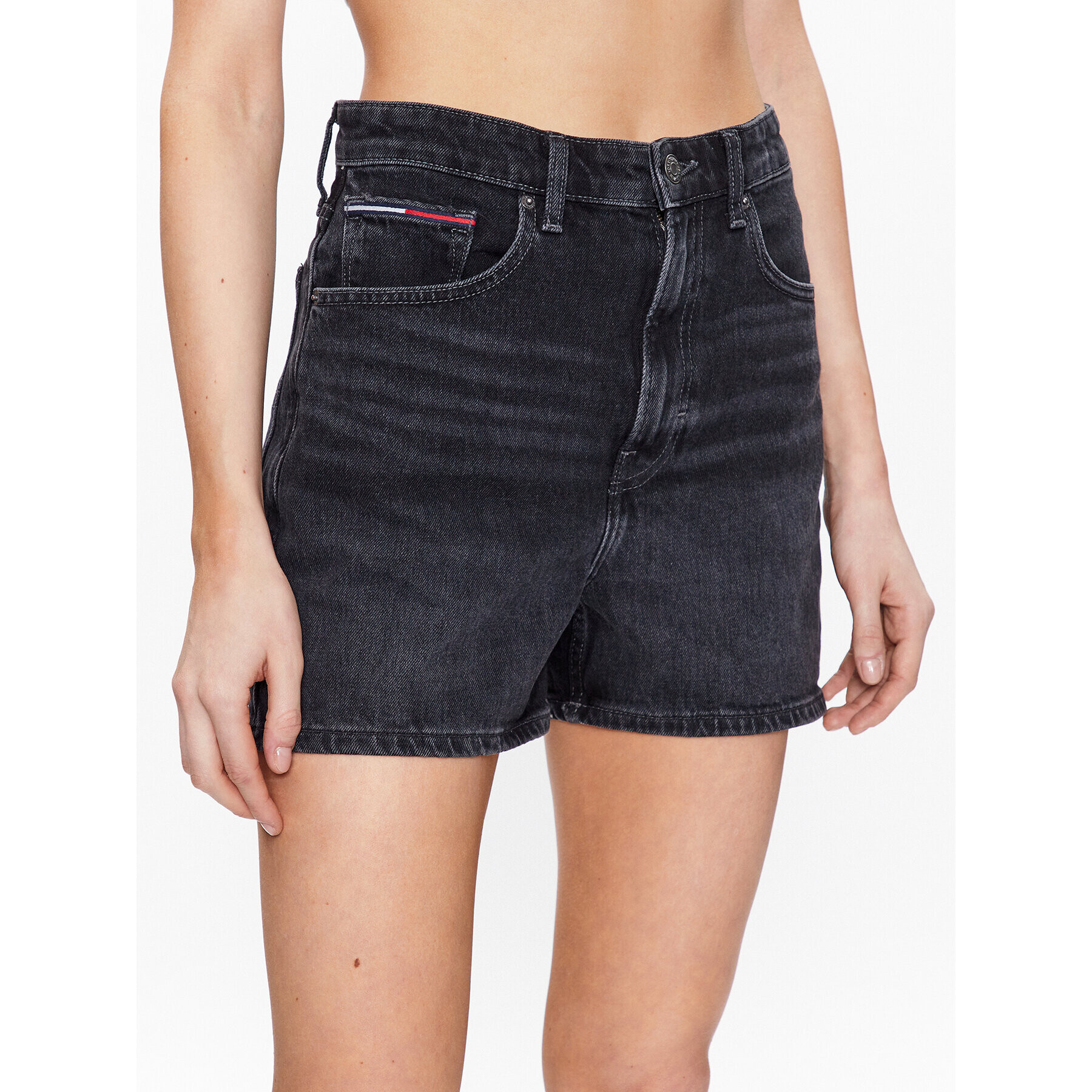 Tommy Jeans Jeans kratke hlače DW0DW15599 Črna Mom Fit - Pepit.si