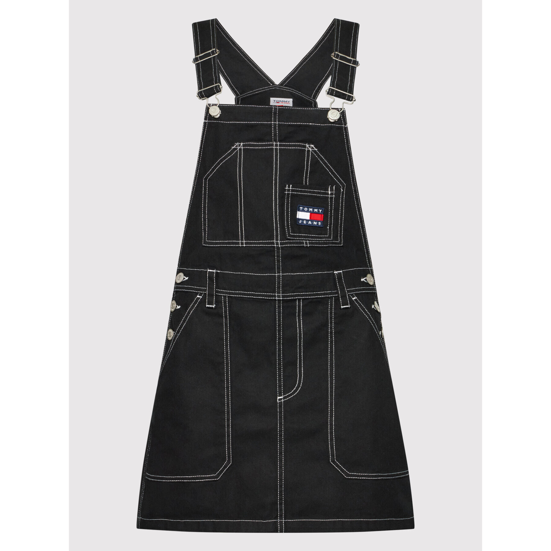 Tommy Jeans Jeans obleka Stitch Dungaree DW0DW11858 Črna Regular Fit - Pepit.si