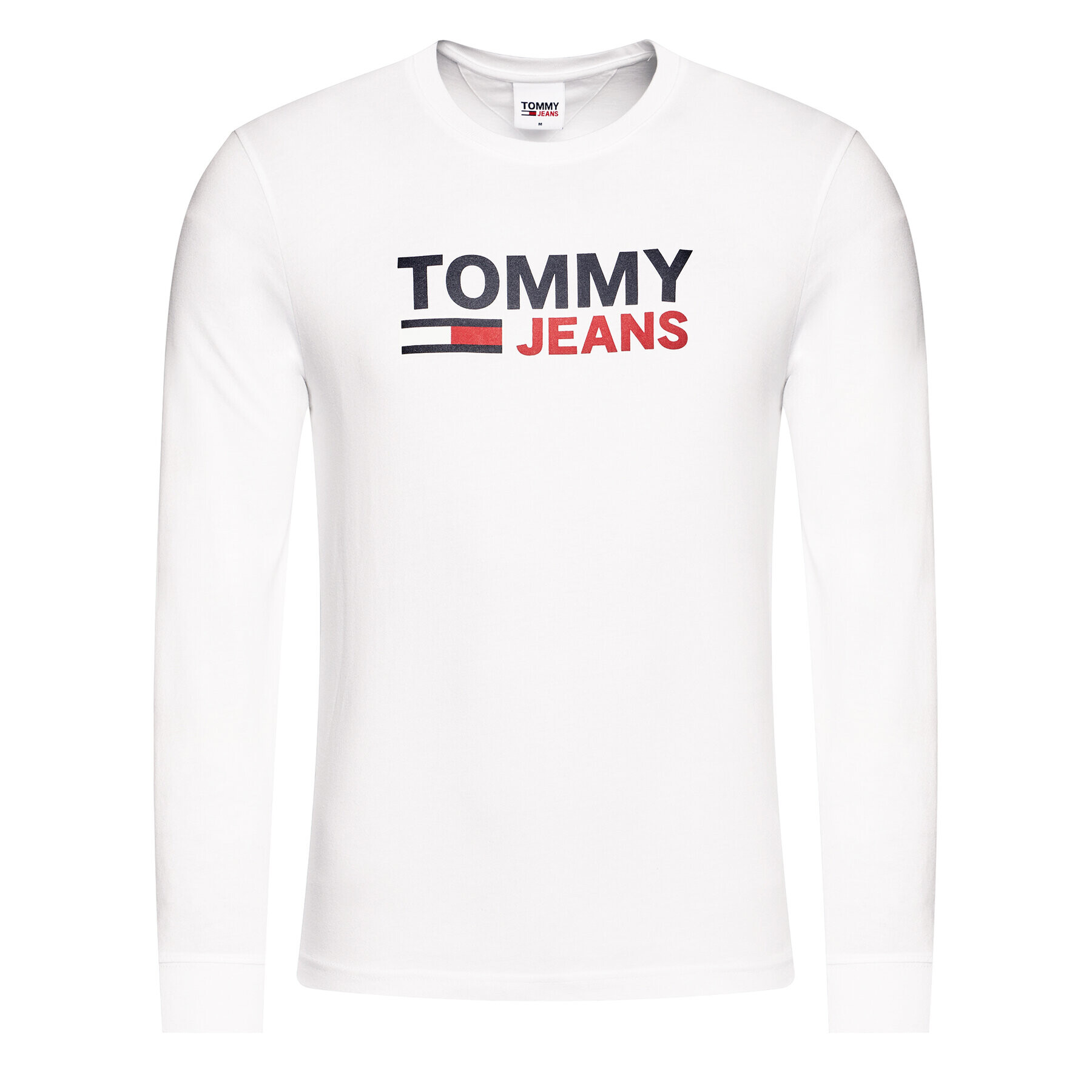 Tommy Jeans Majica z dolgimi rokavi Corp Logo Tee DM0DM09487 Bela Regular Fit - Pepit.si