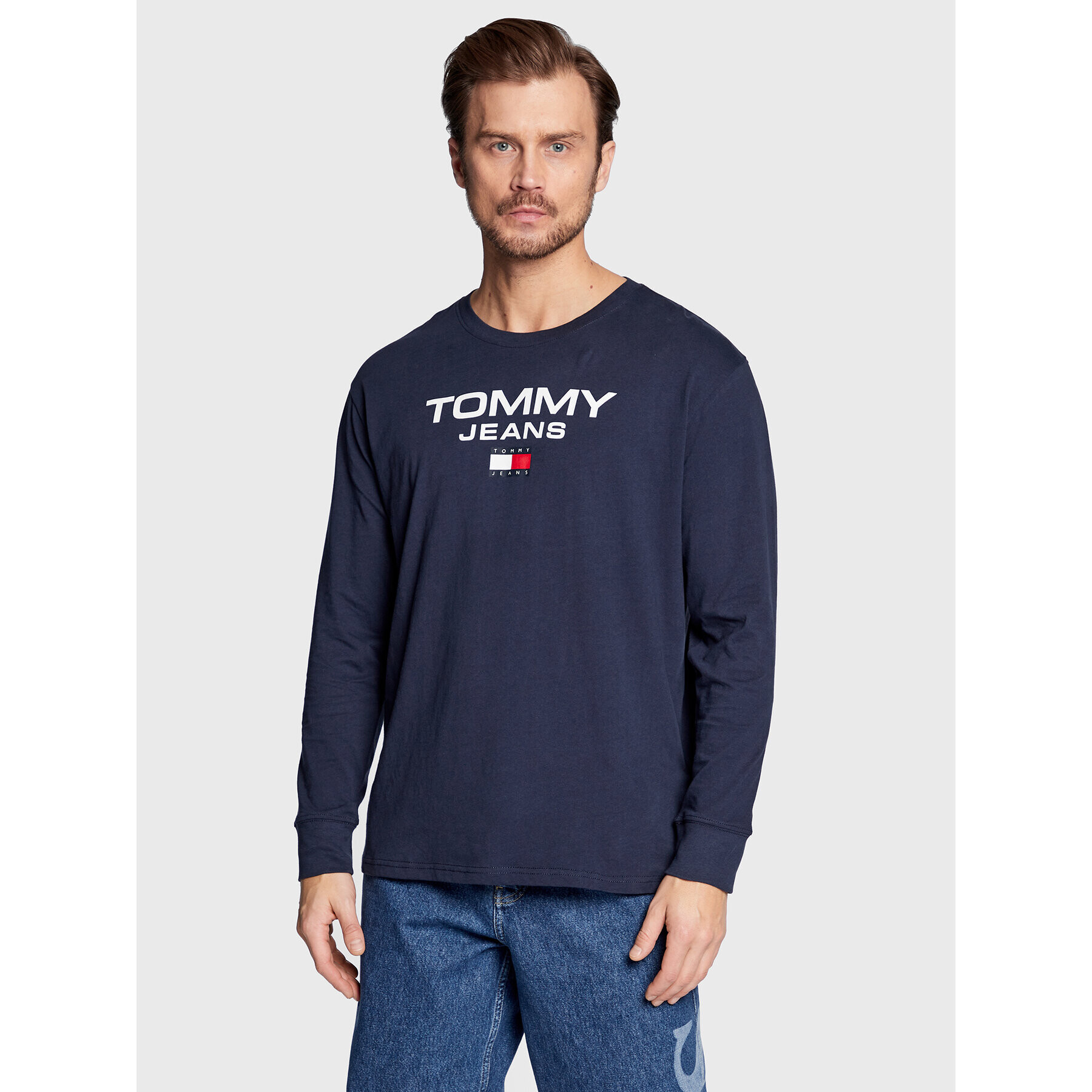 Tommy Jeans Majica z dolgimi rokavi DM0DM15681 Mornarsko modra Regular Fit - Pepit.si