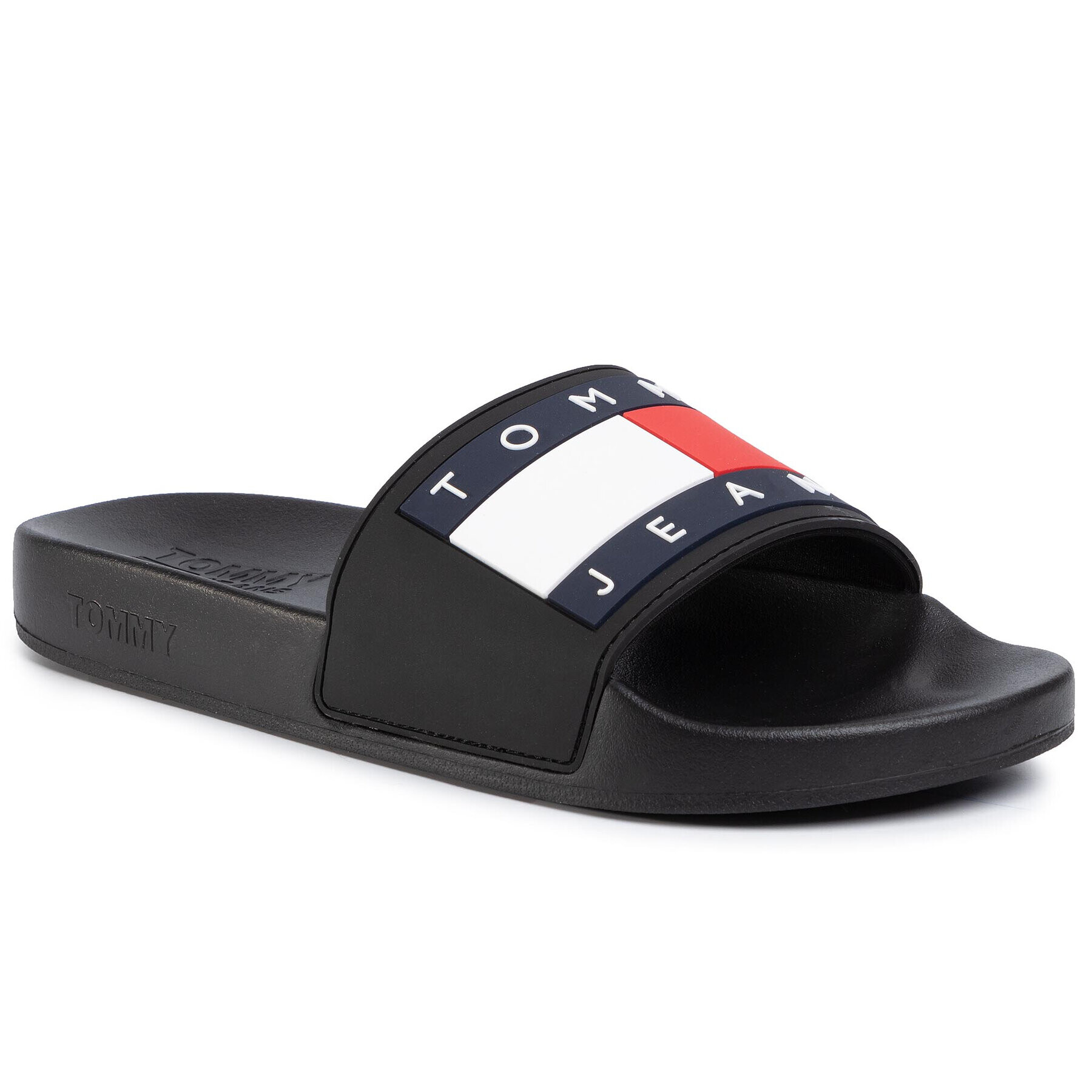 Tommy Jeans Natikači Flag Pool Slide EM0EM00284 Črna - Pepit.si