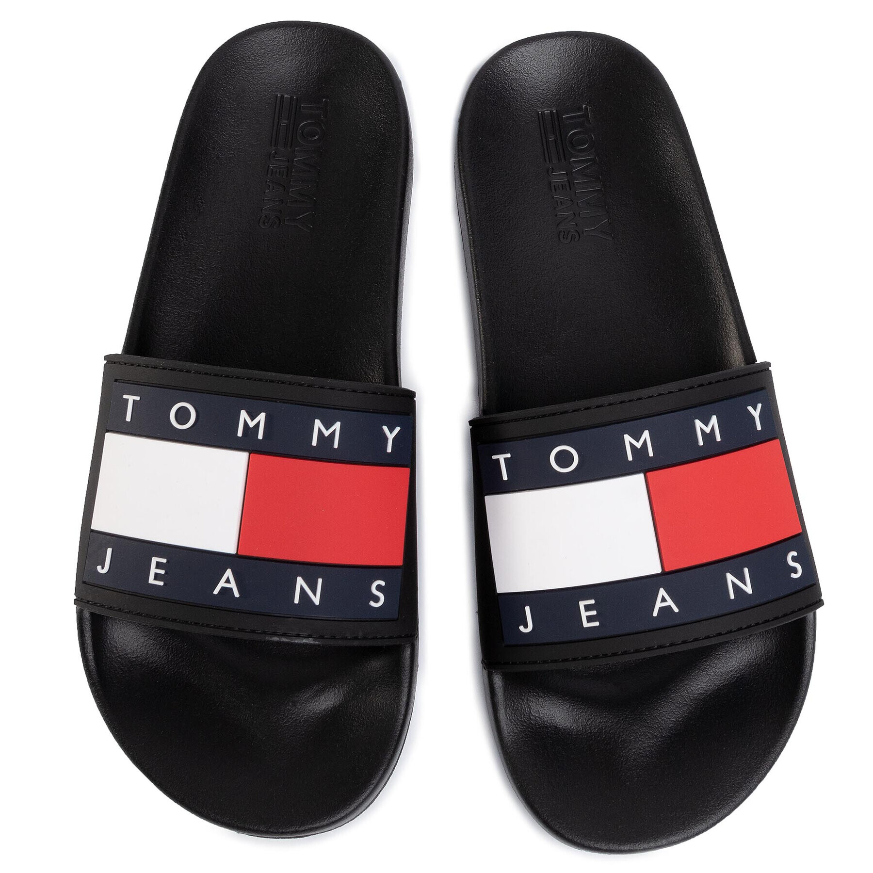 Tommy Jeans Natikači Flag Pool Slide EM0EM00284 Črna - Pepit.si