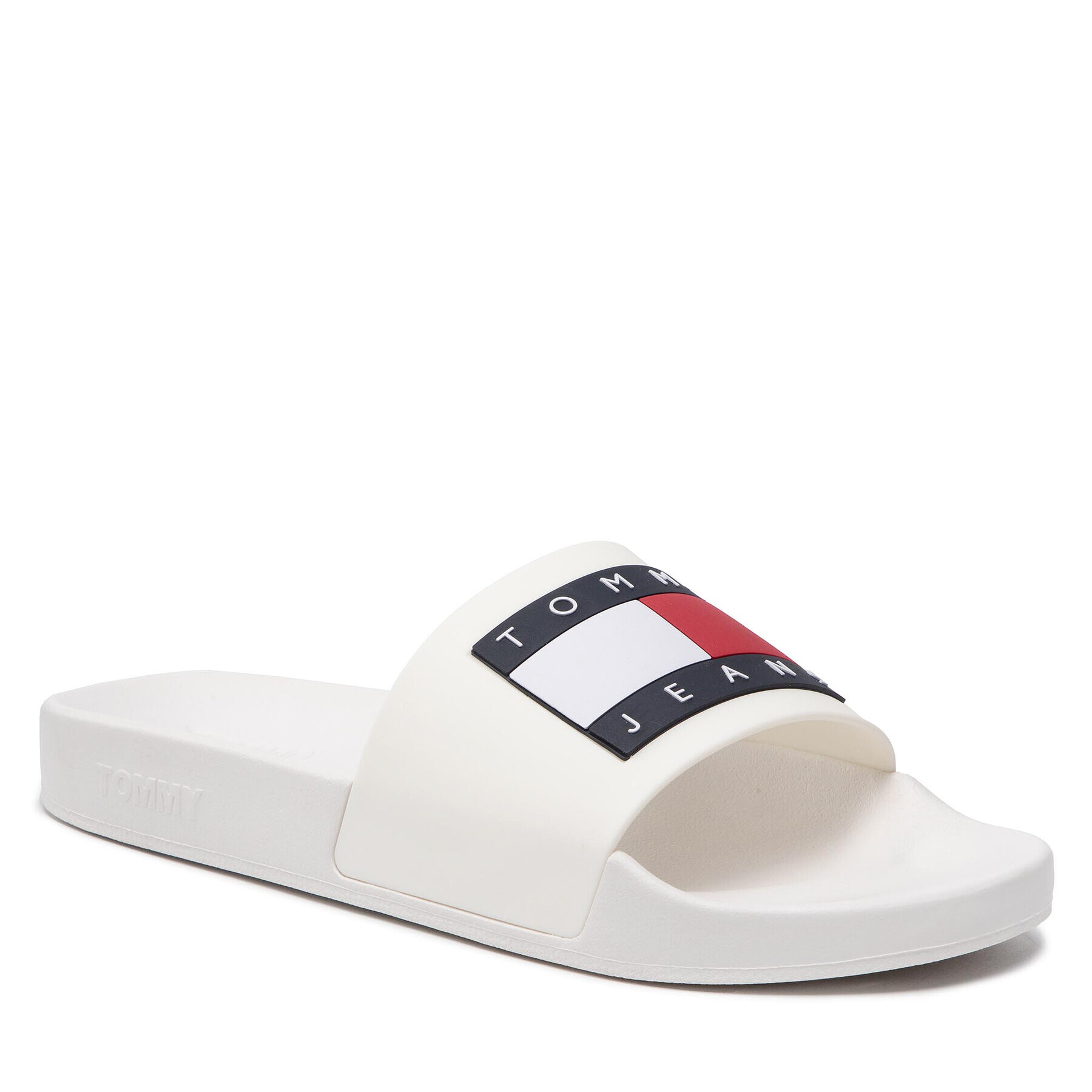 Tommy Jeans Natikači Flag Pool Slide EM0EM01021 Bela - Pepit.si