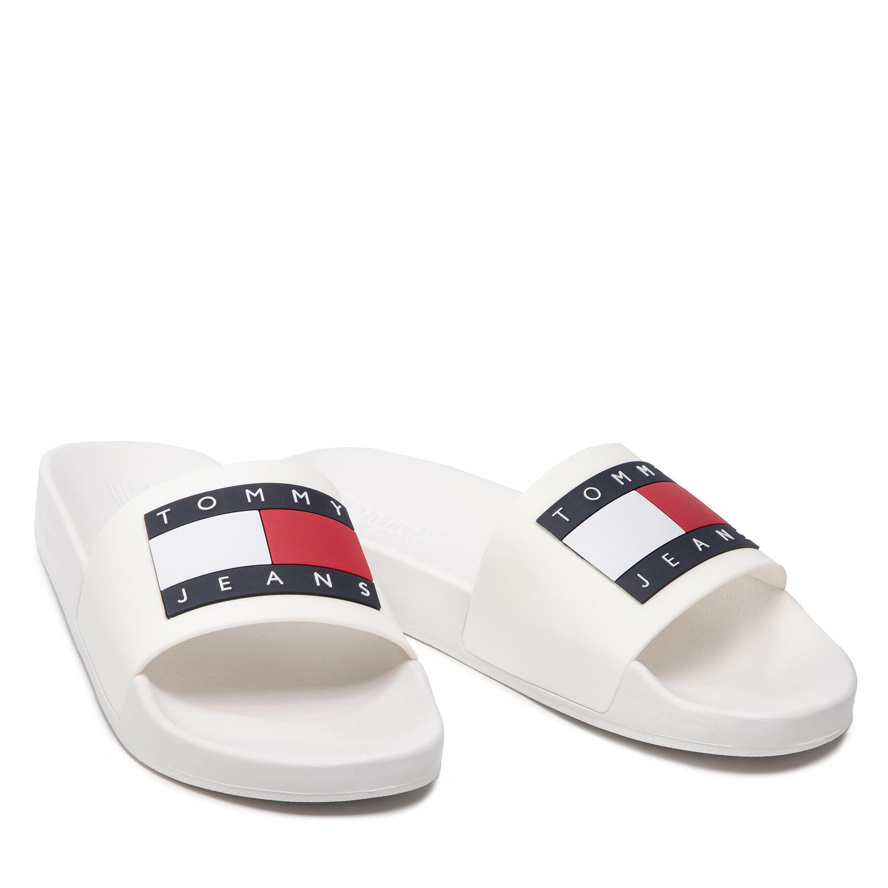 Tommy Jeans Natikači Flag Pool Slide EM0EM01021 Bela - Pepit.si