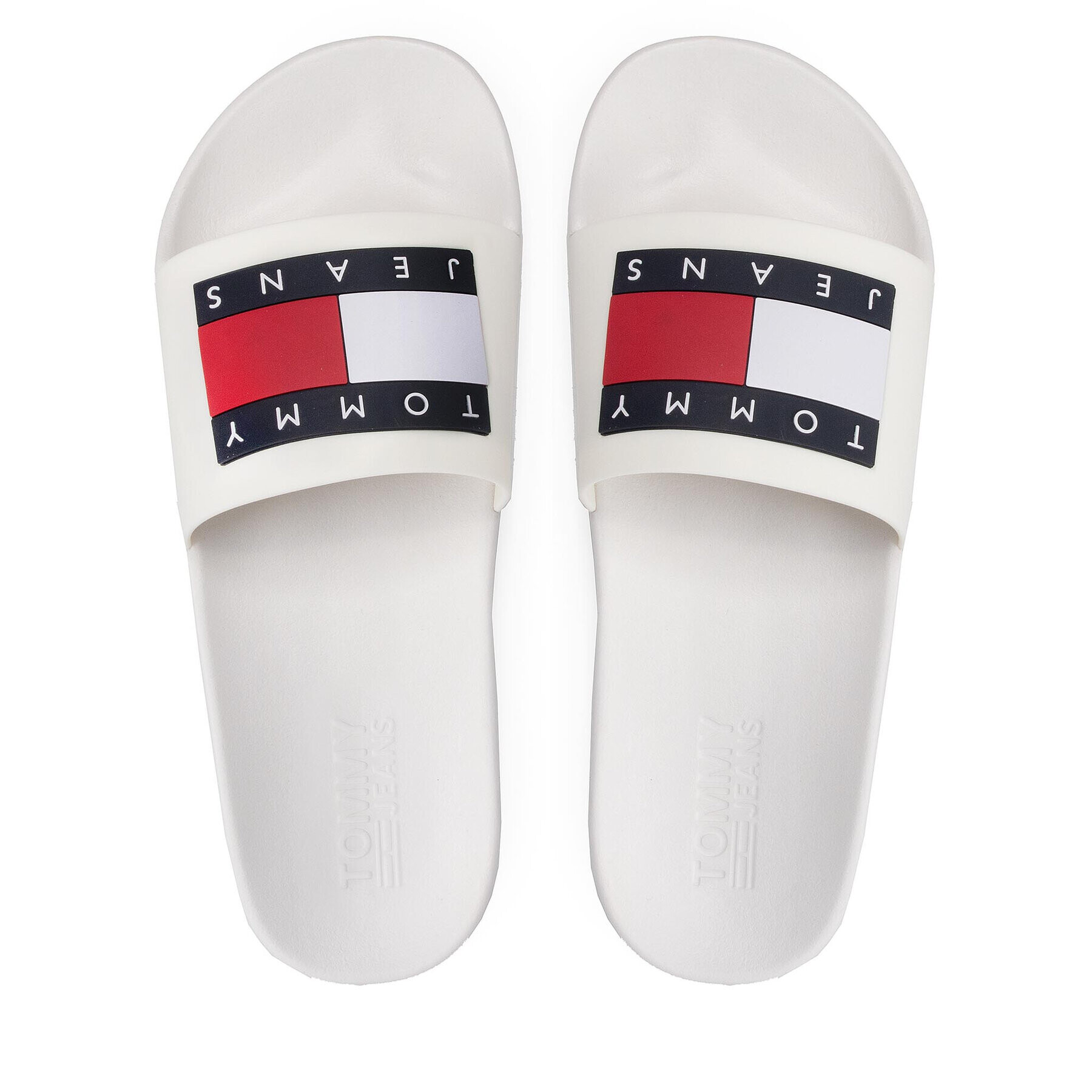 Tommy Jeans Natikači Flag Pool Slide EM0EM01021 Bela - Pepit.si