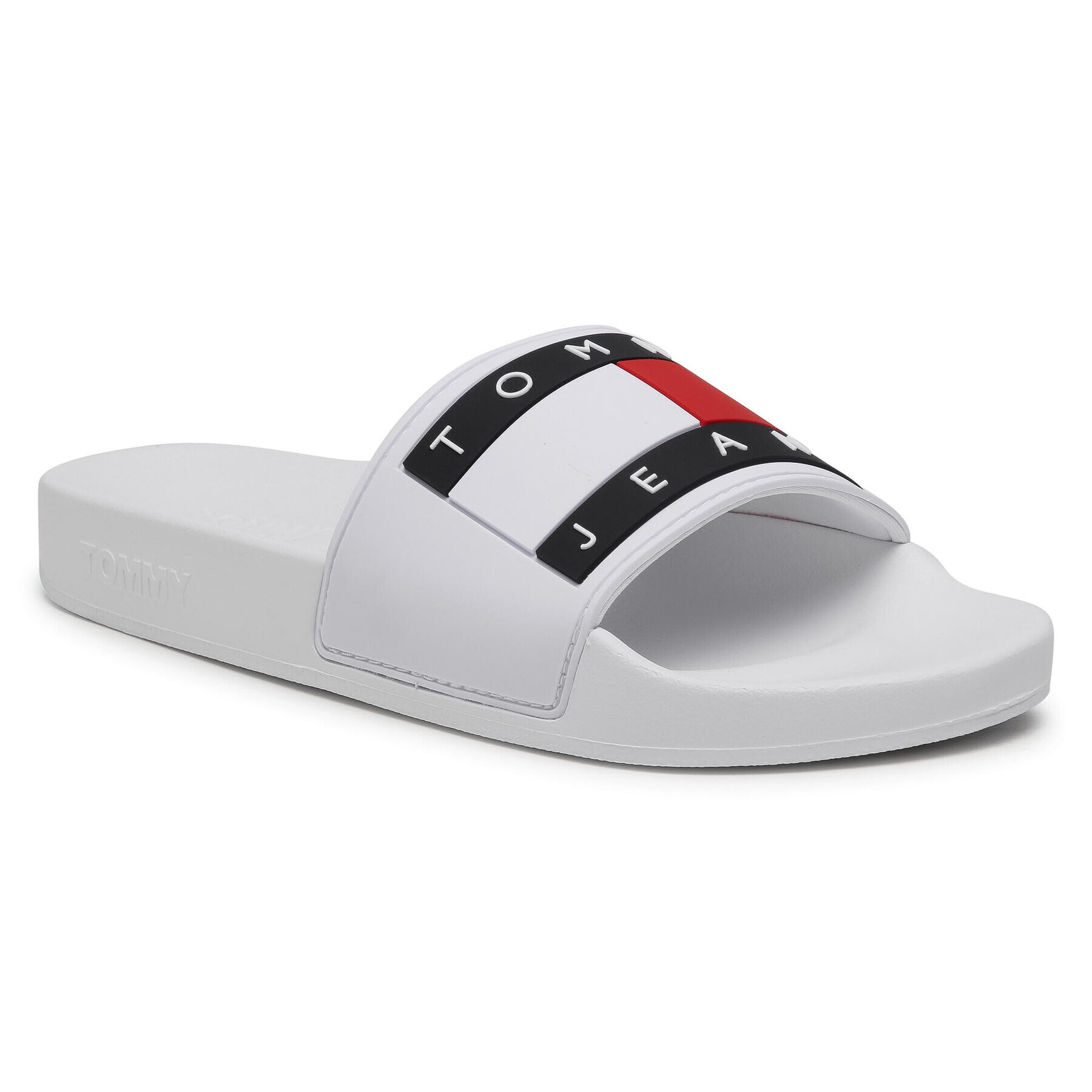 Tommy Jeans Natikači Flag Pool Slide EN0EN01378 Bela - Pepit.si