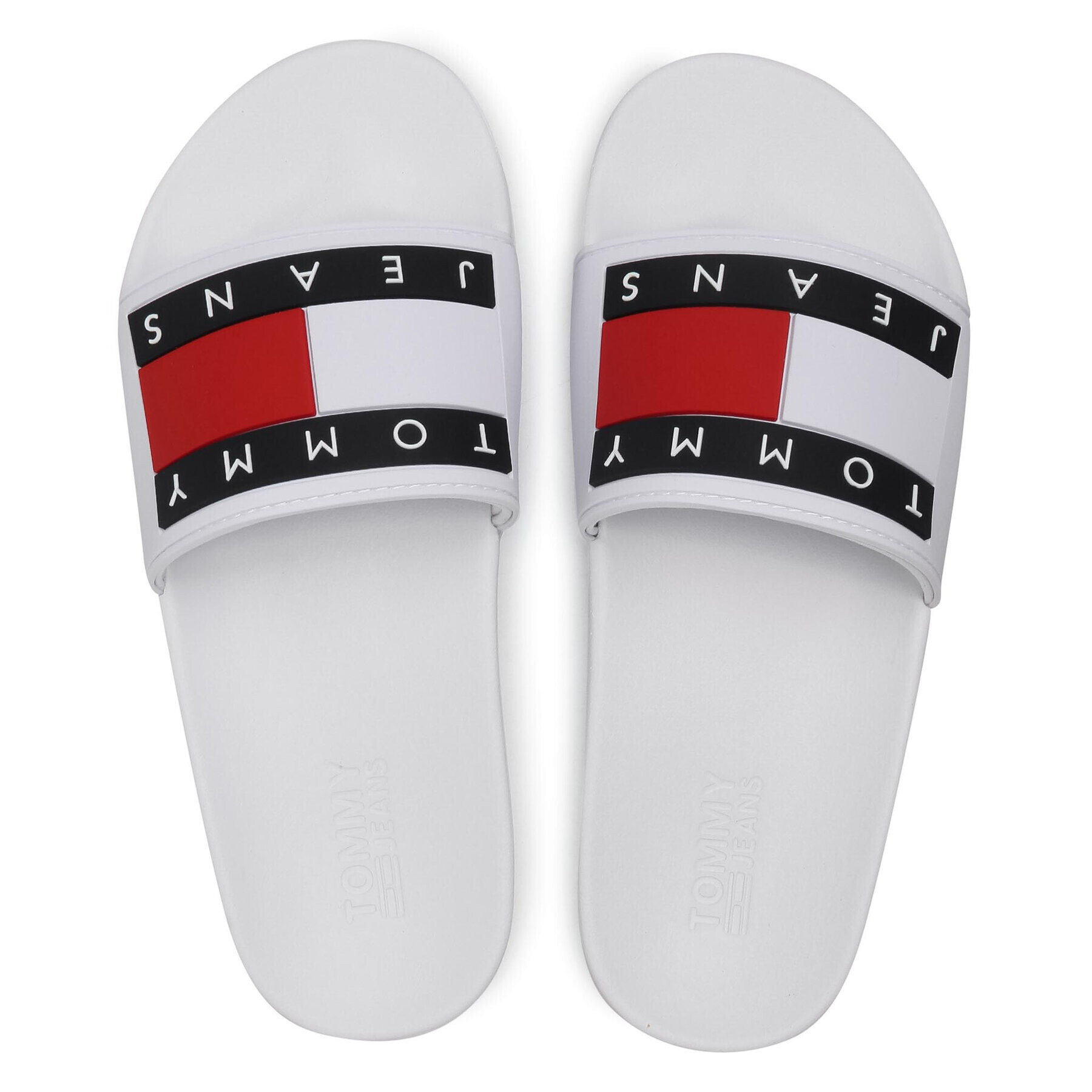 Tommy Jeans Natikači Flag Pool Slide EN0EN01378 Bela - Pepit.si