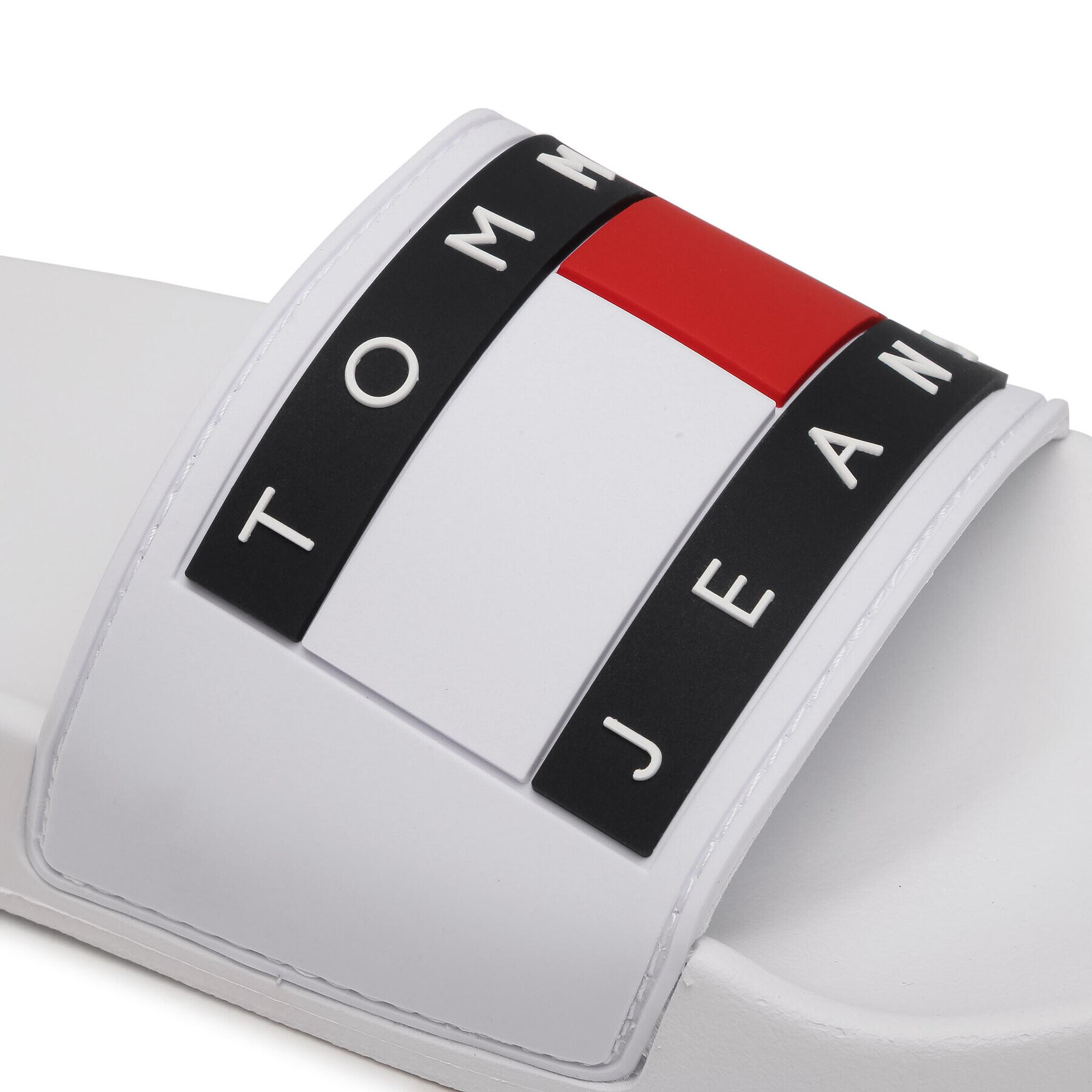 Tommy Jeans Natikači Flag Pool Slide EN0EN01378 Bela - Pepit.si